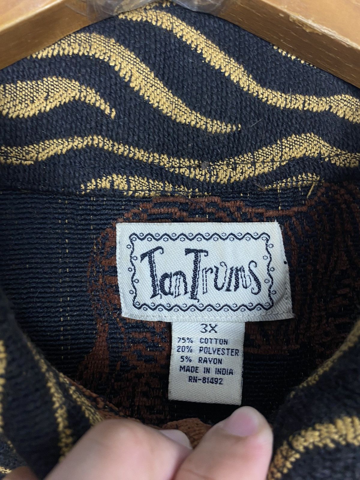 Vintage Vtg TANTRUMS Safari Zebra Jacket Boho Boxy Brocade Tribal Size XL / US 12-14 / IT 48-50 - 6 Thumbnail