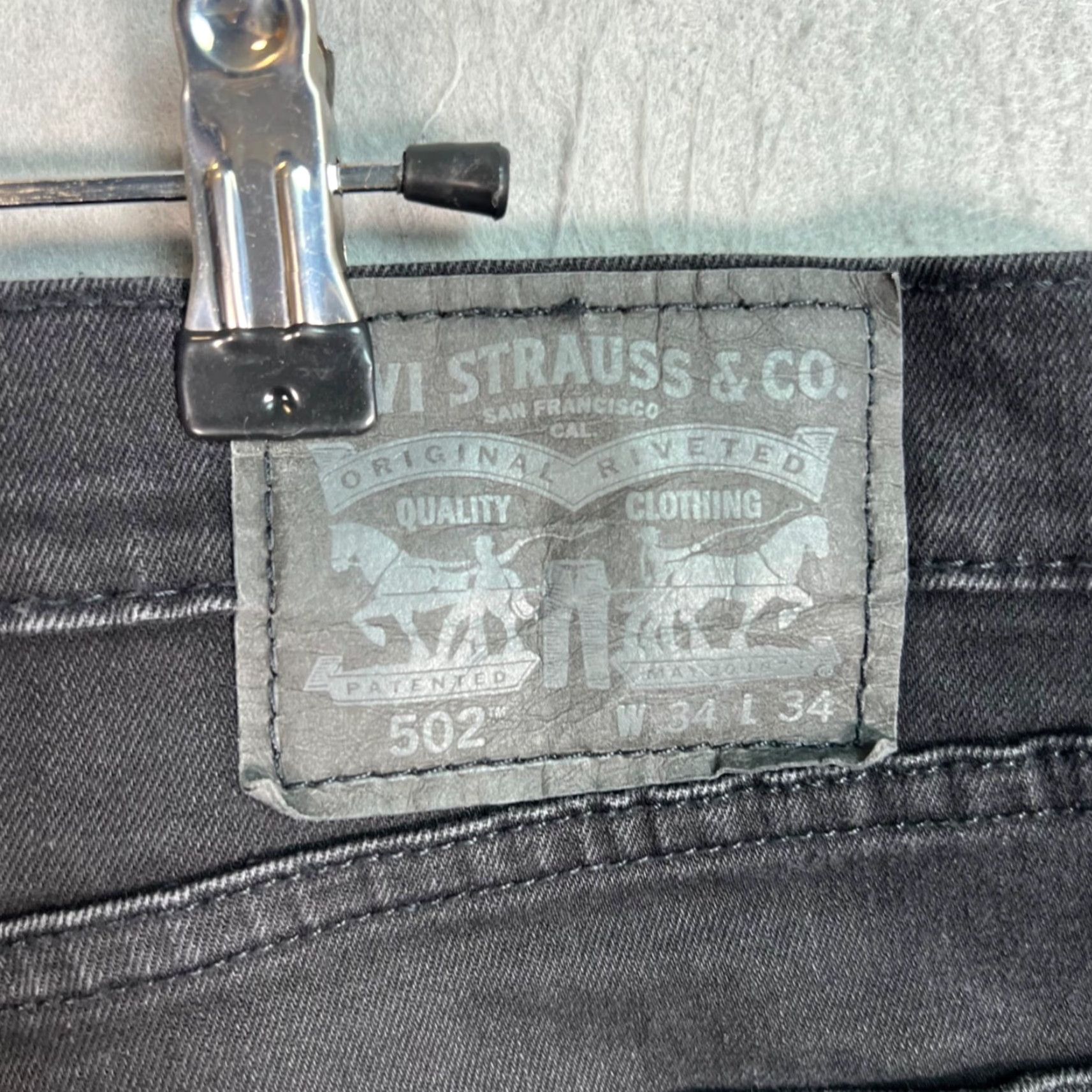 Levi's Levis 502 Jeans Mens Size 34 Regular Taper Fit Black Denim Cotton Blend Size US 34 / EU 50 - 3 Thumbnail