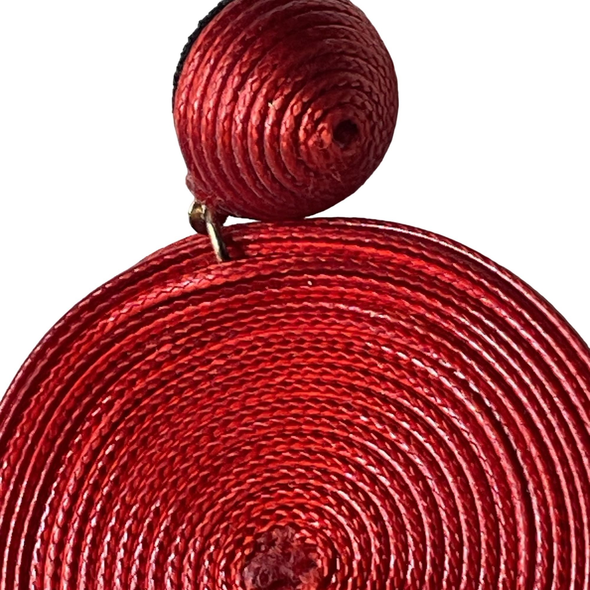 Other Woven Circle Drop Earrings Red Statement Jewelry Women Light Size ONE SIZE - 3 Thumbnail