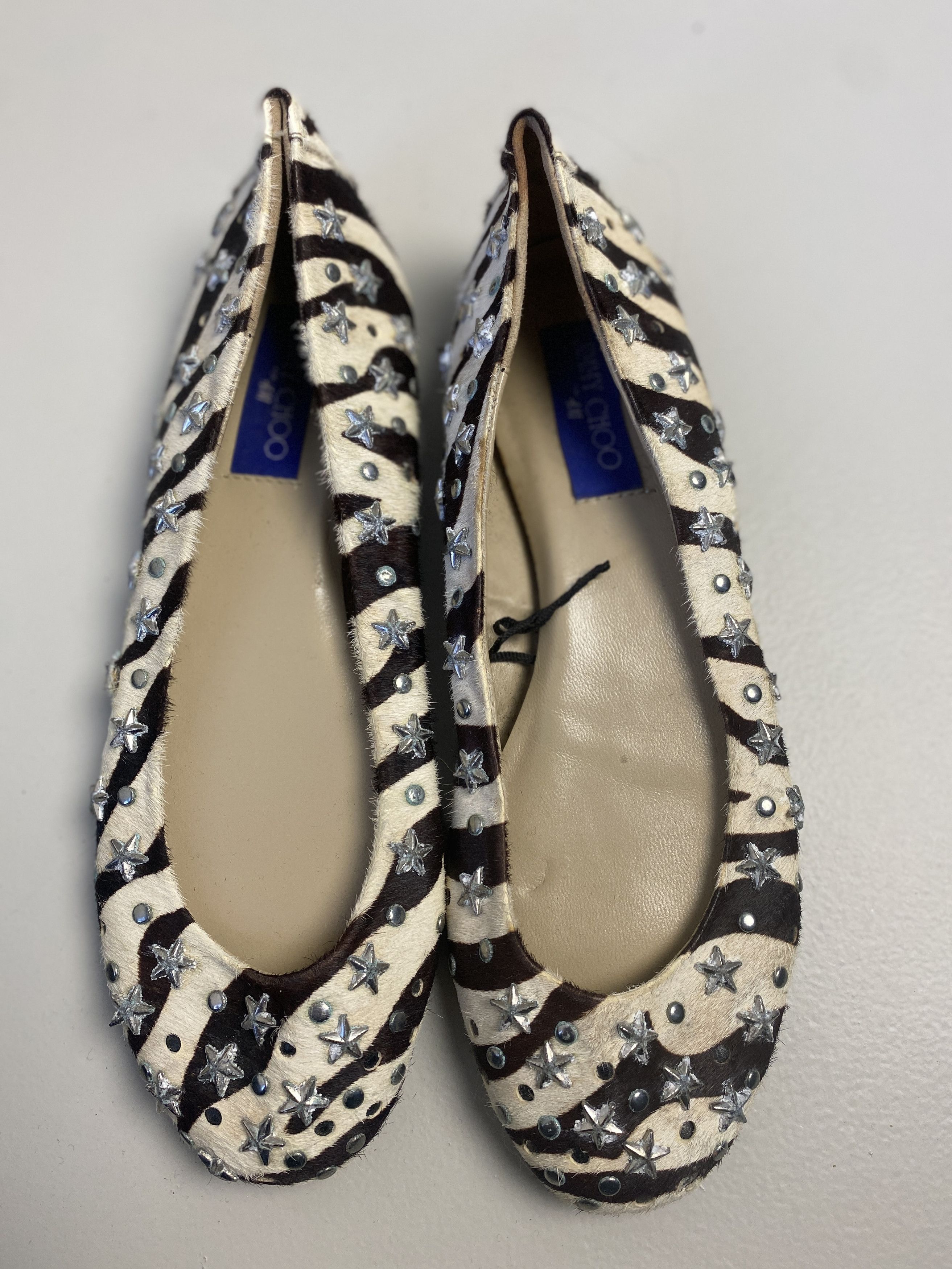 Jimmy Choo Jimmy Choo for H&M leather zebra print flats studded Size US 9 / IT 39 - 2 Thumbnail