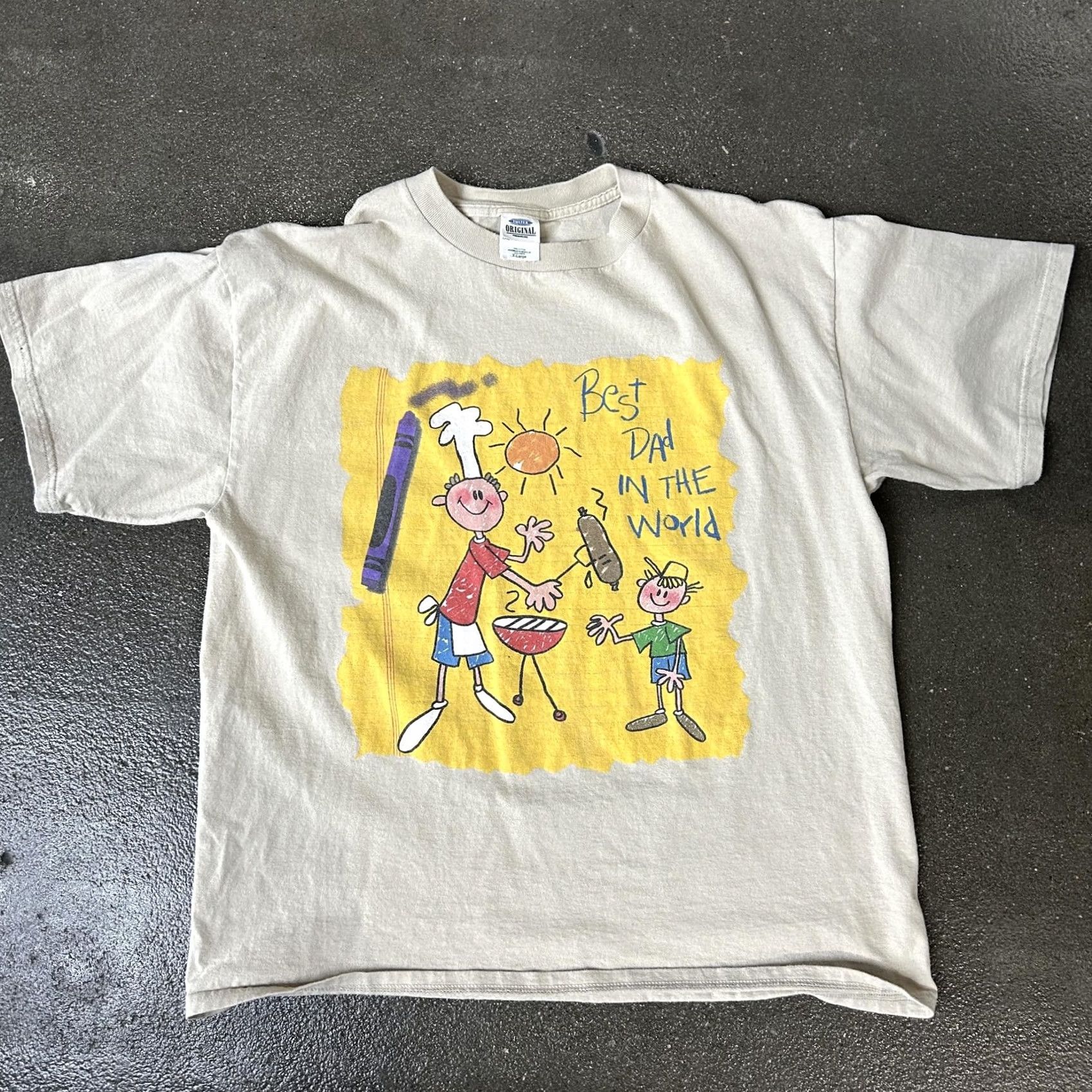 Tultex Tultex Shirt Mens XL Beige Best Dad In The World BBQ Graphic Tee T-Shirt Size US XL / EU 56 / 4 - 2 Thumbnail