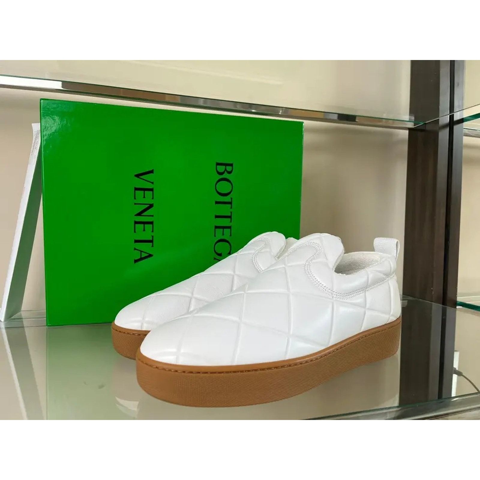 Bottega Veneta o1rshd1 Quilted Nappa Leather Sneakers in White Size US 12 / EU 45 - 1 Thumbnail
