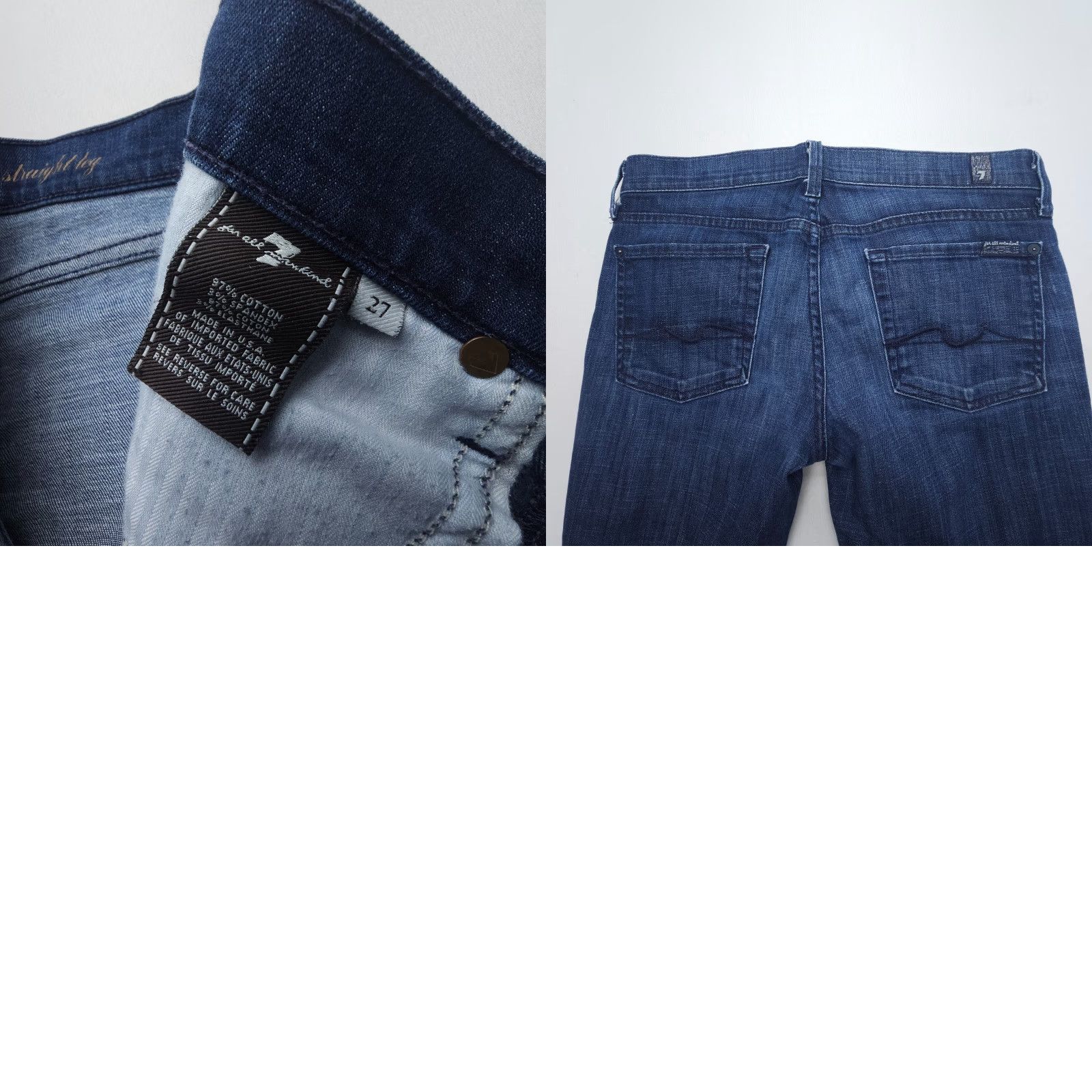 7 For All Mankind 7 For All Mankind Jeans Womens 27 Straight Dark Wash Low Rise 2000s Vintage No N/A Size 27" / US 4 / IT 40 - 8 Thumbnail