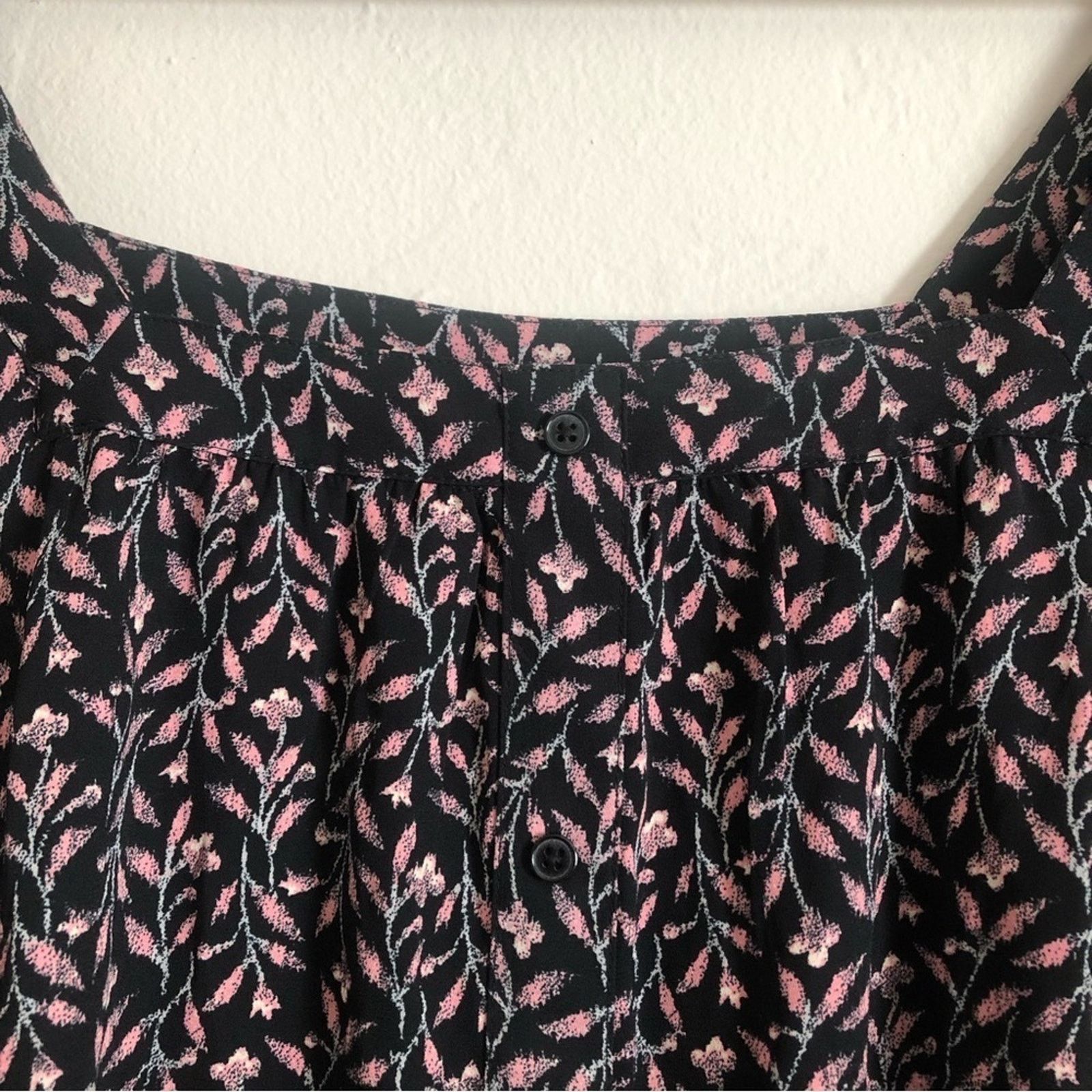 Loft Ann Taylor Loft Floral Square Neck Lightweight Blouse Top Size M / US 6-8 / IT 42-44 - 4 Thumbnail