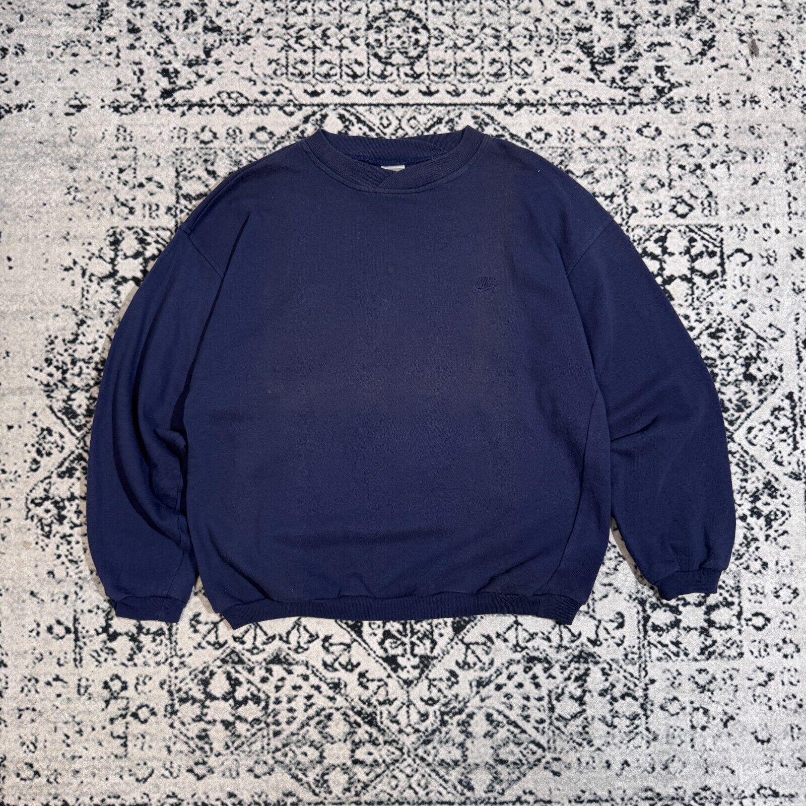 Nike × Vintage Vintage Nike Unisex Navy Cotton Sweatshirt Size XL Size US XL / EU 56 / 4 - 1 Thumbnail
