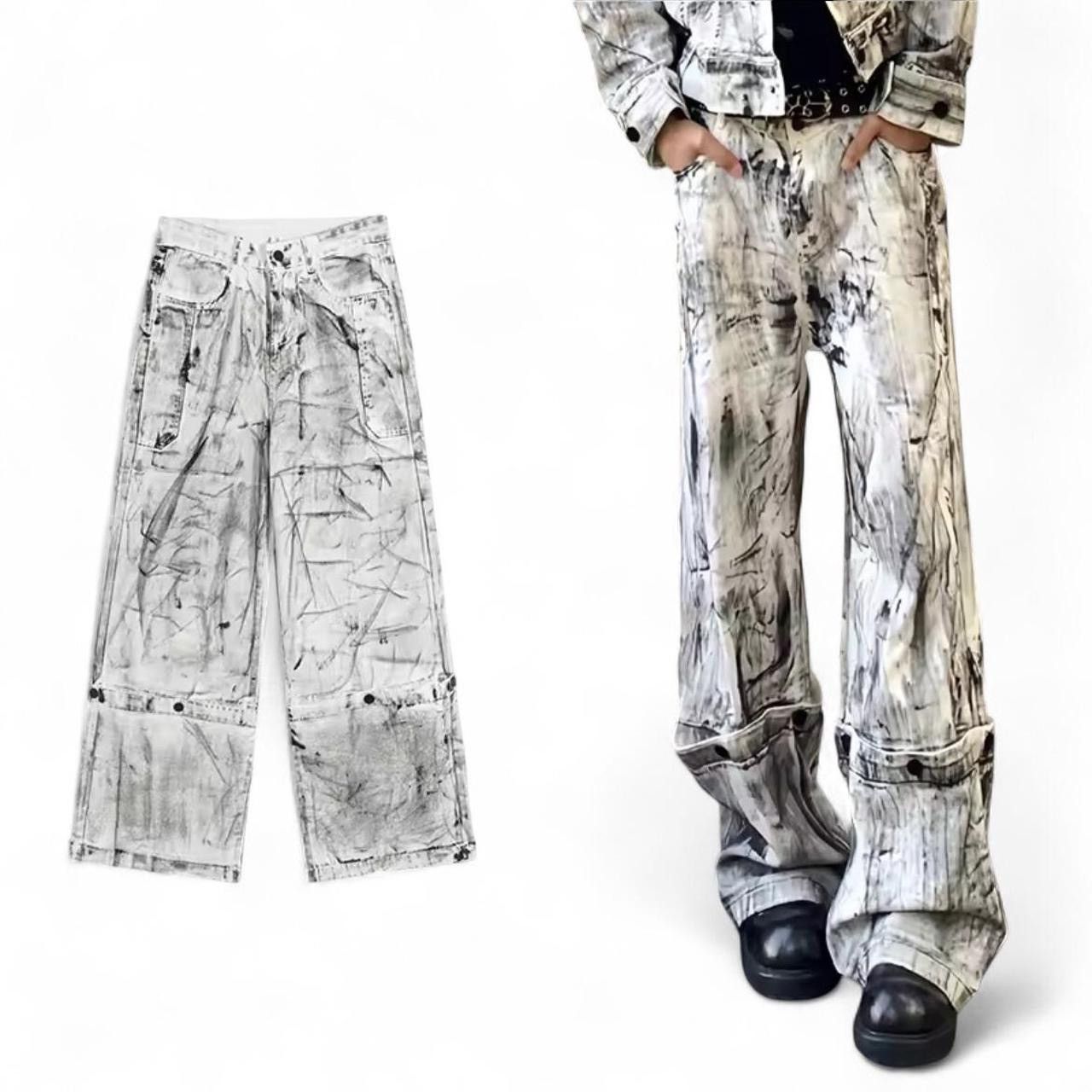 Other White bleached high-waisted wide-leg jeans Size US 30 / EU 46 - 1 Thumbnail