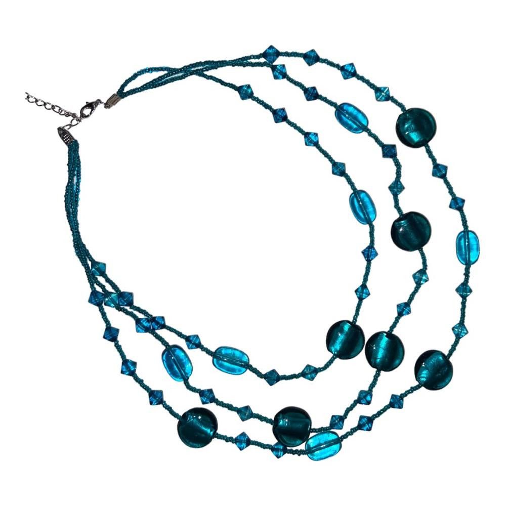 Designer Turquoise Triple Strand Beaded Necklace Size ONE SIZE - 1 Thumbnail