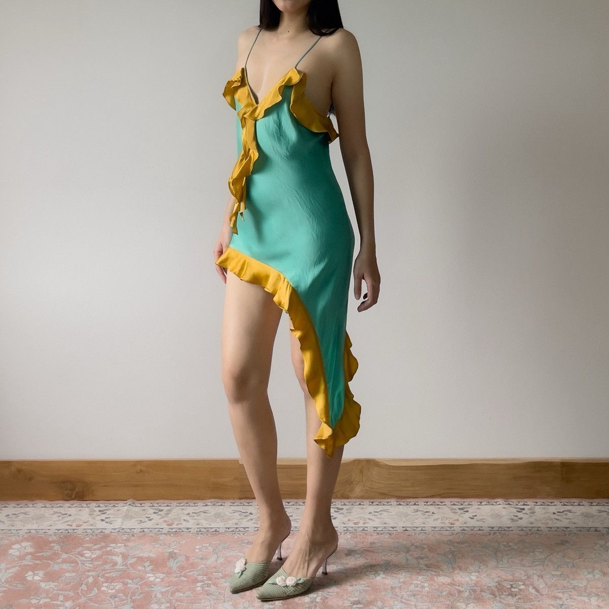 Other Romantic Green Silk Mini Slip Dress (S–M) Size M / US 6-8 / IT 42-44 - 6 Thumbnail
