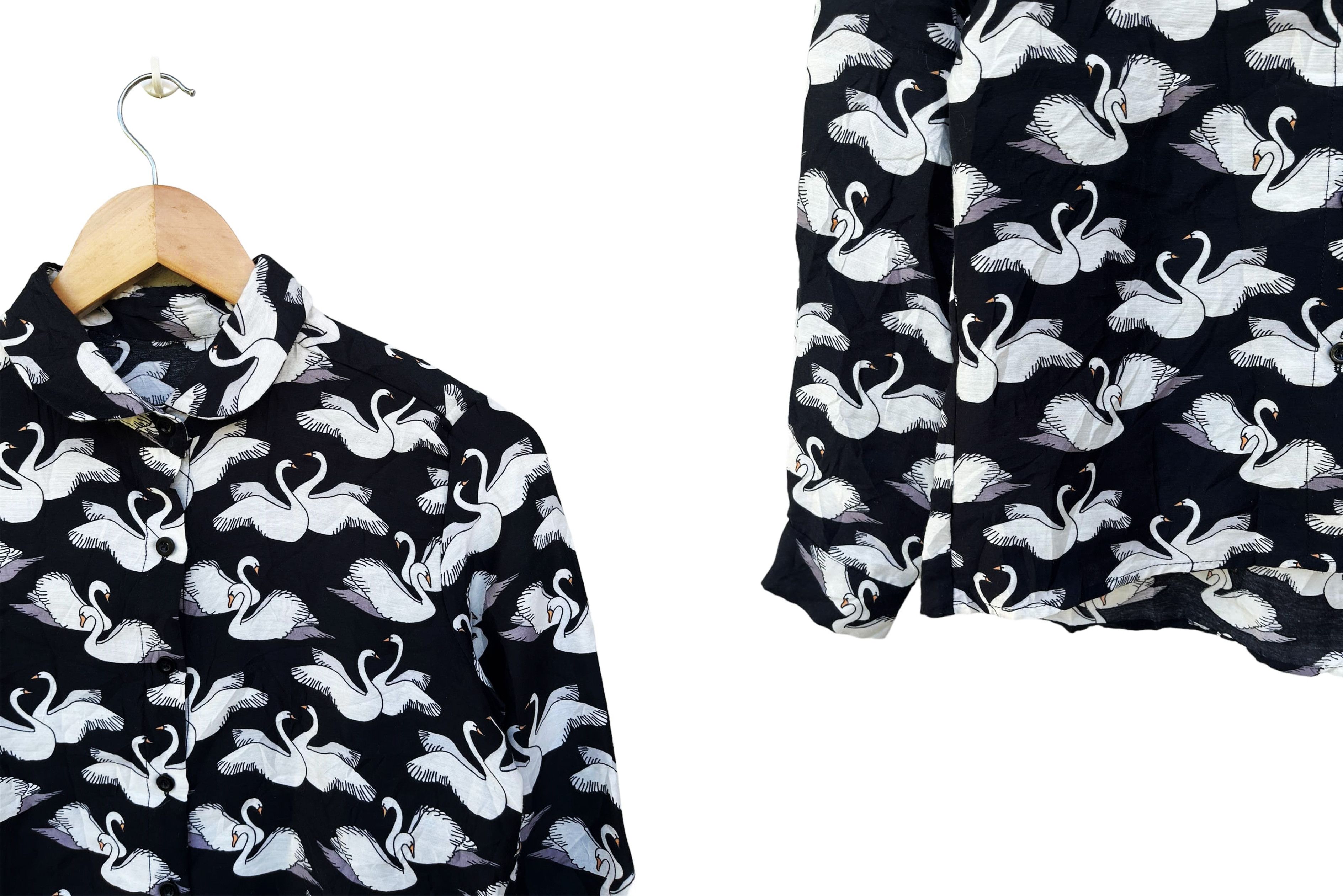Vintage Japanese Vintage Retro SWANS Printed collar button up shirt Size S / US 4 / IT 40 - 4 Thumbnail