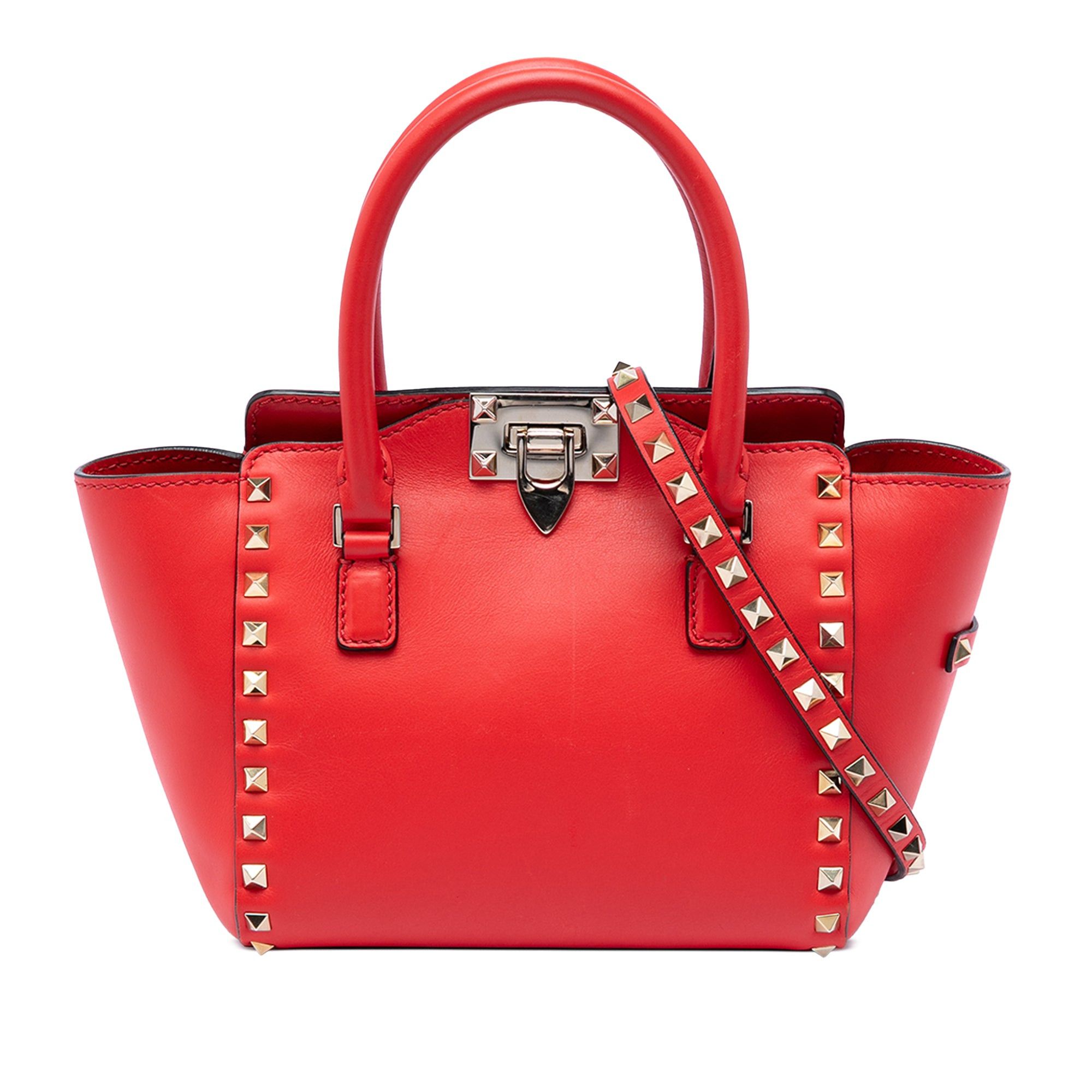 Valentino Mini Leather Rockstud Double Handle Tote Size ONE SIZE - 1 Thumbnail
