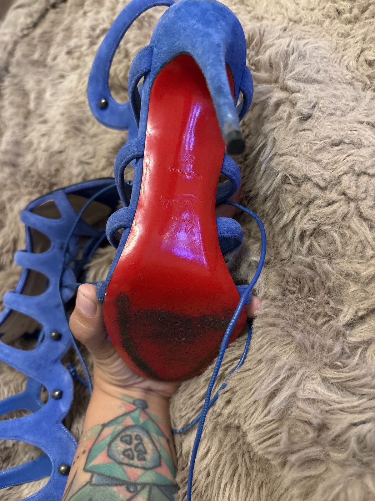 Christian Louboutin Christian Louboutin “Amazoulo” Lace-Up Heels – Size 37 Size US 7 / IT 37 - 5 Thumbnail