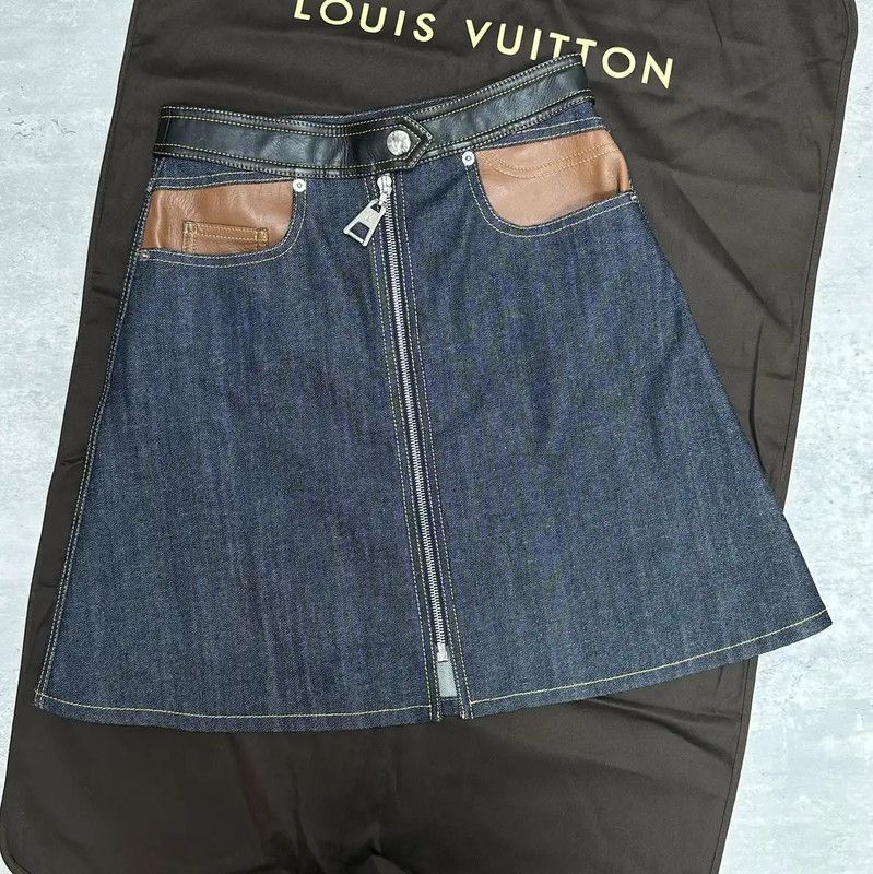 Louis Vuitton Louis Vuitton Summer Blue Cotton Skirt 0089 Size 23" - 1 Thumbnail