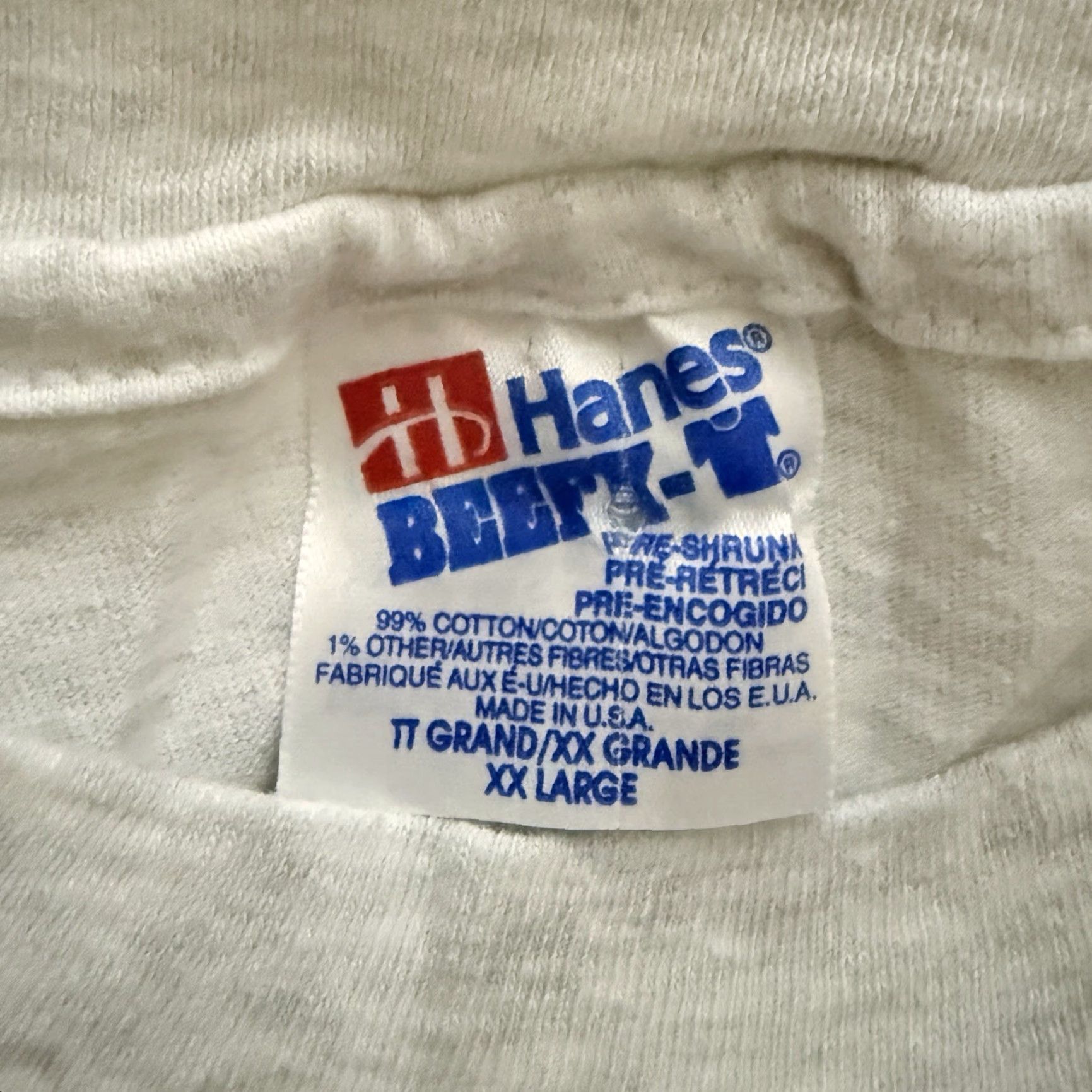Hanes VINTAGE Hanes Stitch Graphic Tee Men 2XL White Cotton T-Shirt 90s Night Out SINGLE STITCH Mens Size US XXL / EU 58 / 5 - 4 Thumbnail