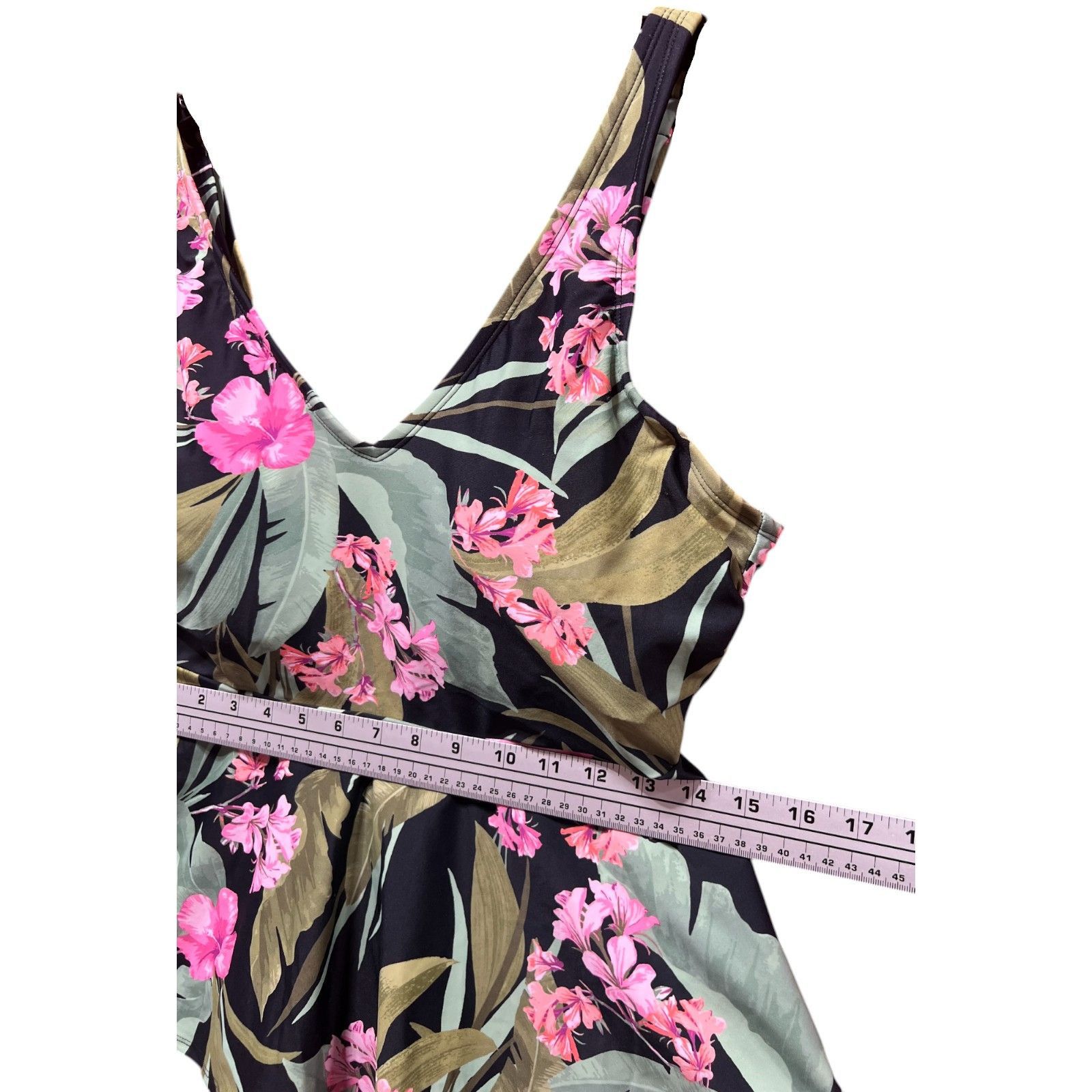 Other Kona Sol - Women's V-Neck Underwire Tankini Top - Green /Bla Size ONE SIZE - 6 Thumbnail
