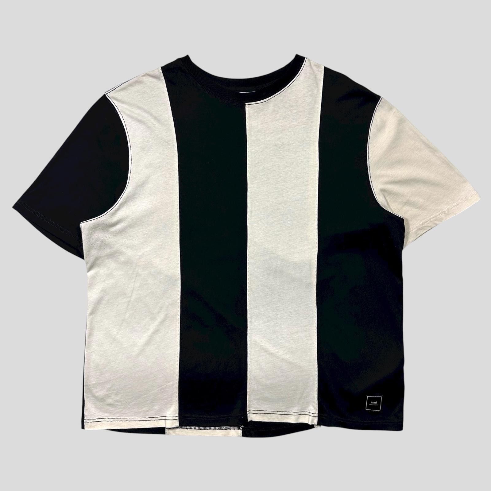 Alexander McQueen AMI Panelled Striped Heavy Cotton Logo T-shirt - XXL Size US XXL / EU 58 / 5 - 1 Thumbnail