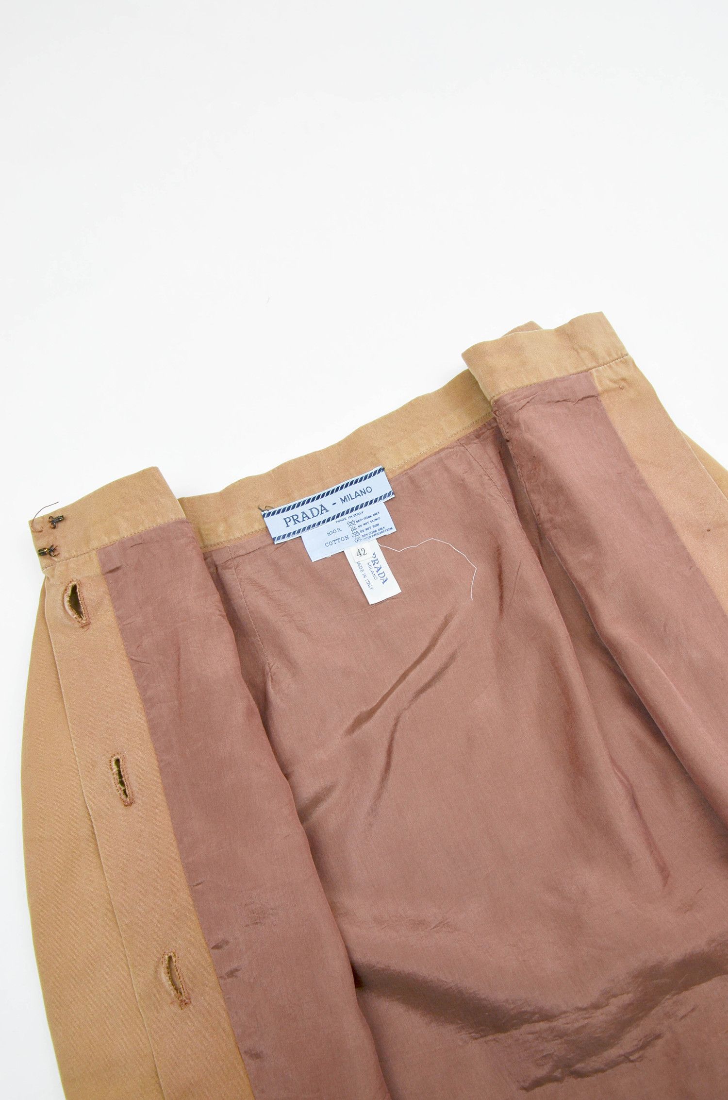 Prada PRADA A-Line Front Buttons Brown Mini Skirt - 42 Size 28" / US 6 / IT 42 - 6 Thumbnail