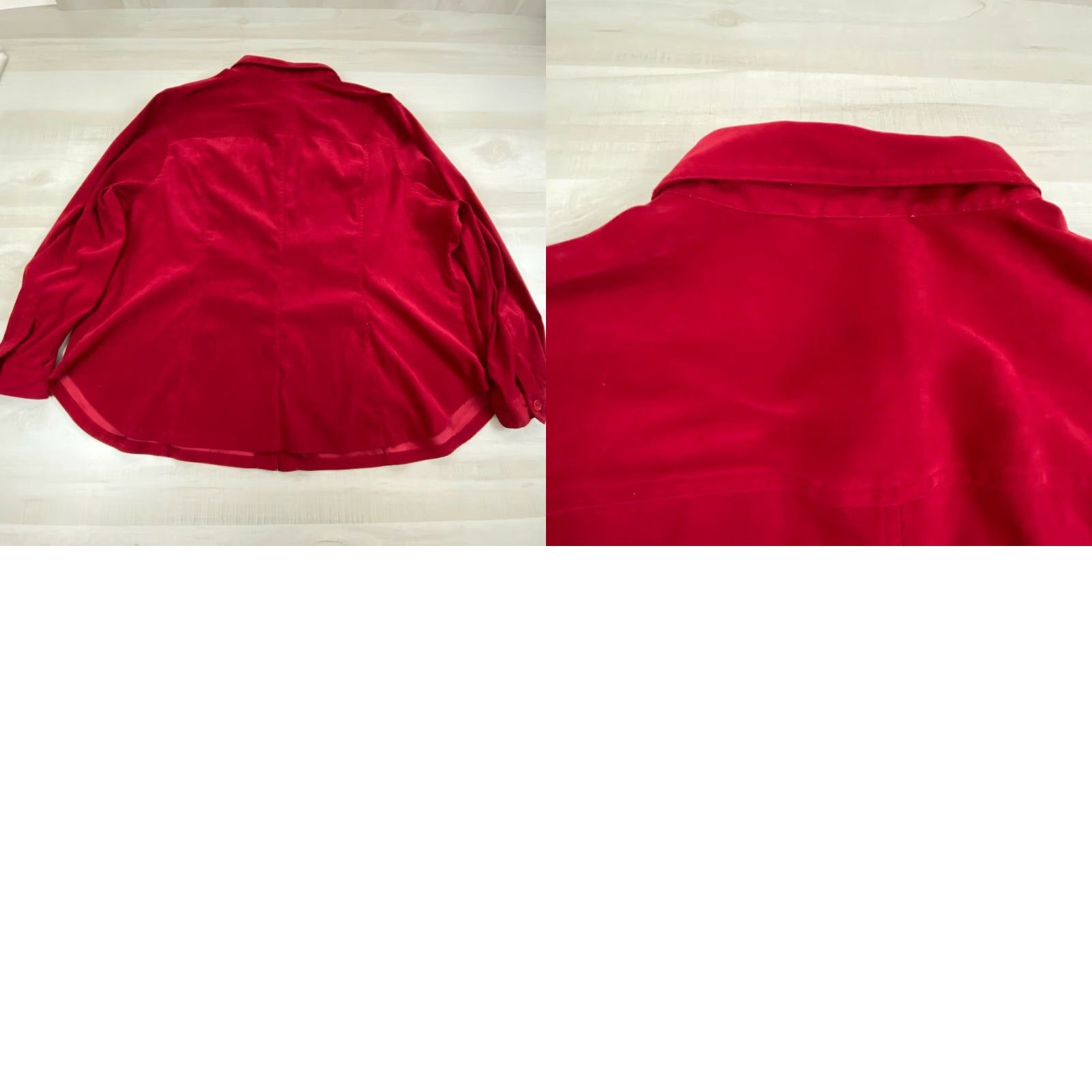 Velvet Venezia Jeans Womens Red Velour Button Up Shirt 26 Plus Long Sleeve Loose Fit Polyester Size 4XL / US 24-26 - 8 Thumbnail