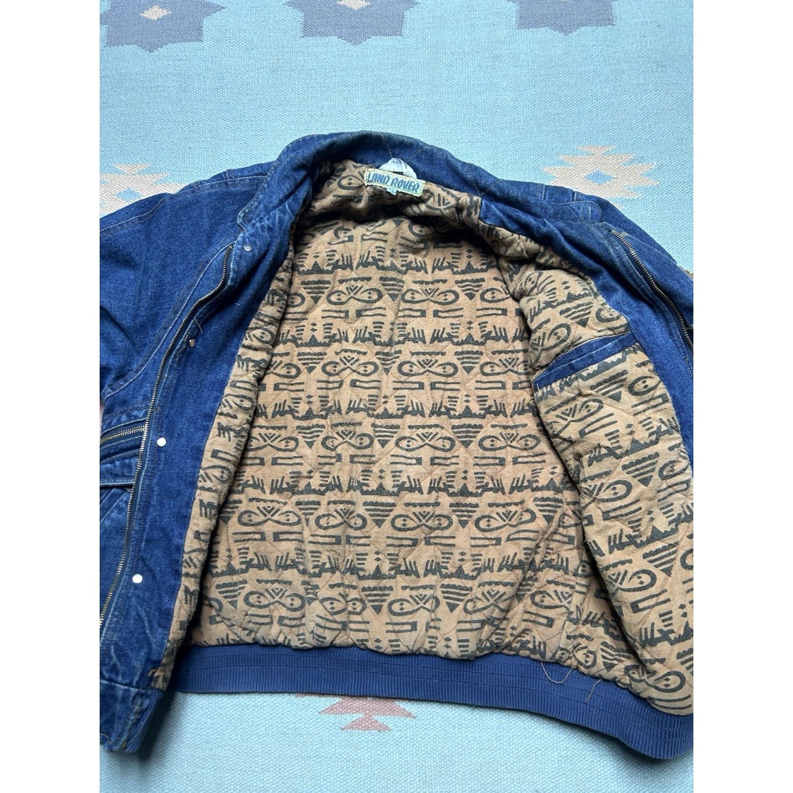 Denime VINTAGE Land Rover Denim Bomber Jacket Insulated Heavyweight Adult Medium Blue Mens Jacket Body Size US M / EU 48-50 / 2 - 6 Thumbnail