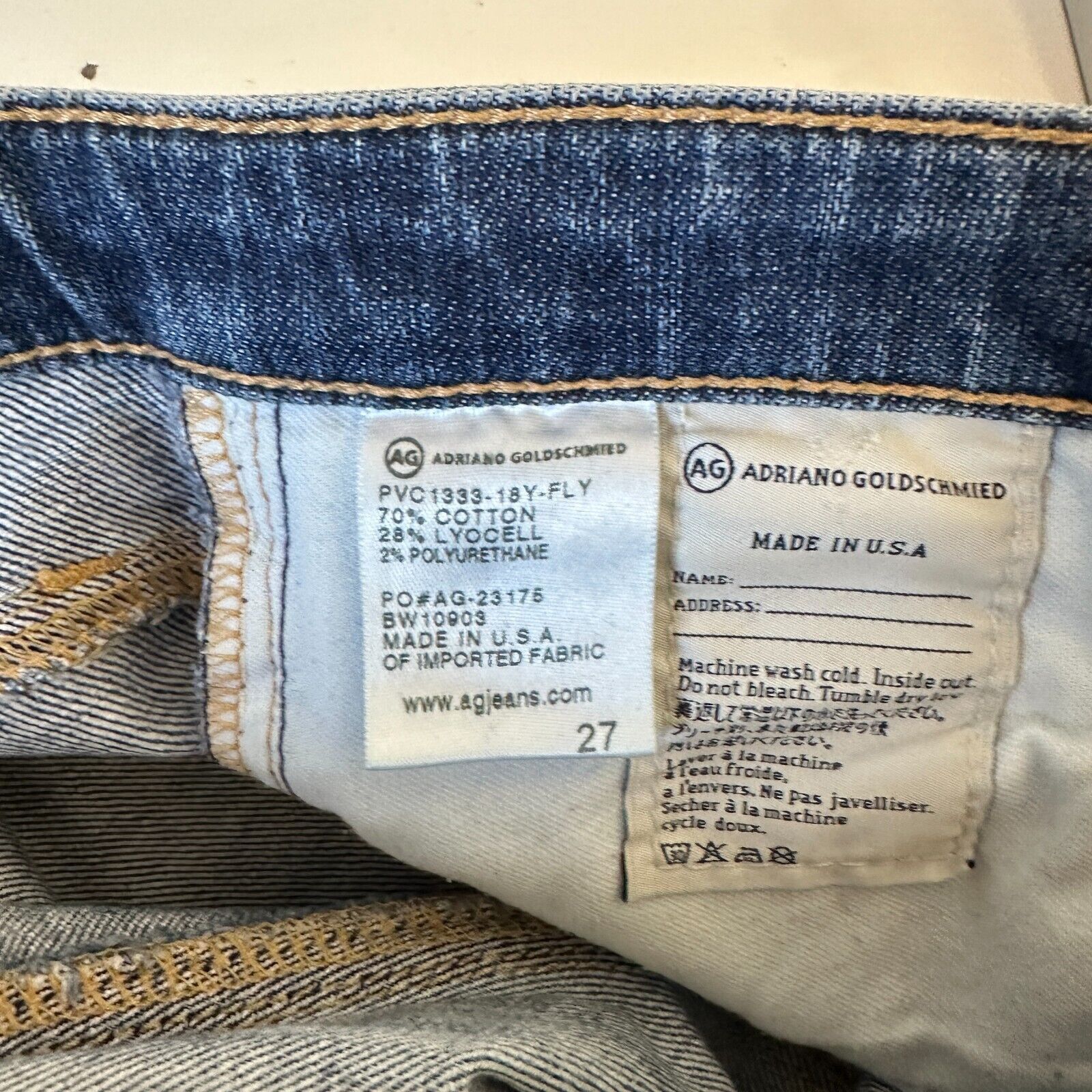 AG Adriano Goldschmied Revolve AG Flyaway The Stilt Cigarette Distressed Jean 27 Size 27" / US 4 / IT 40 - 6 Thumbnail