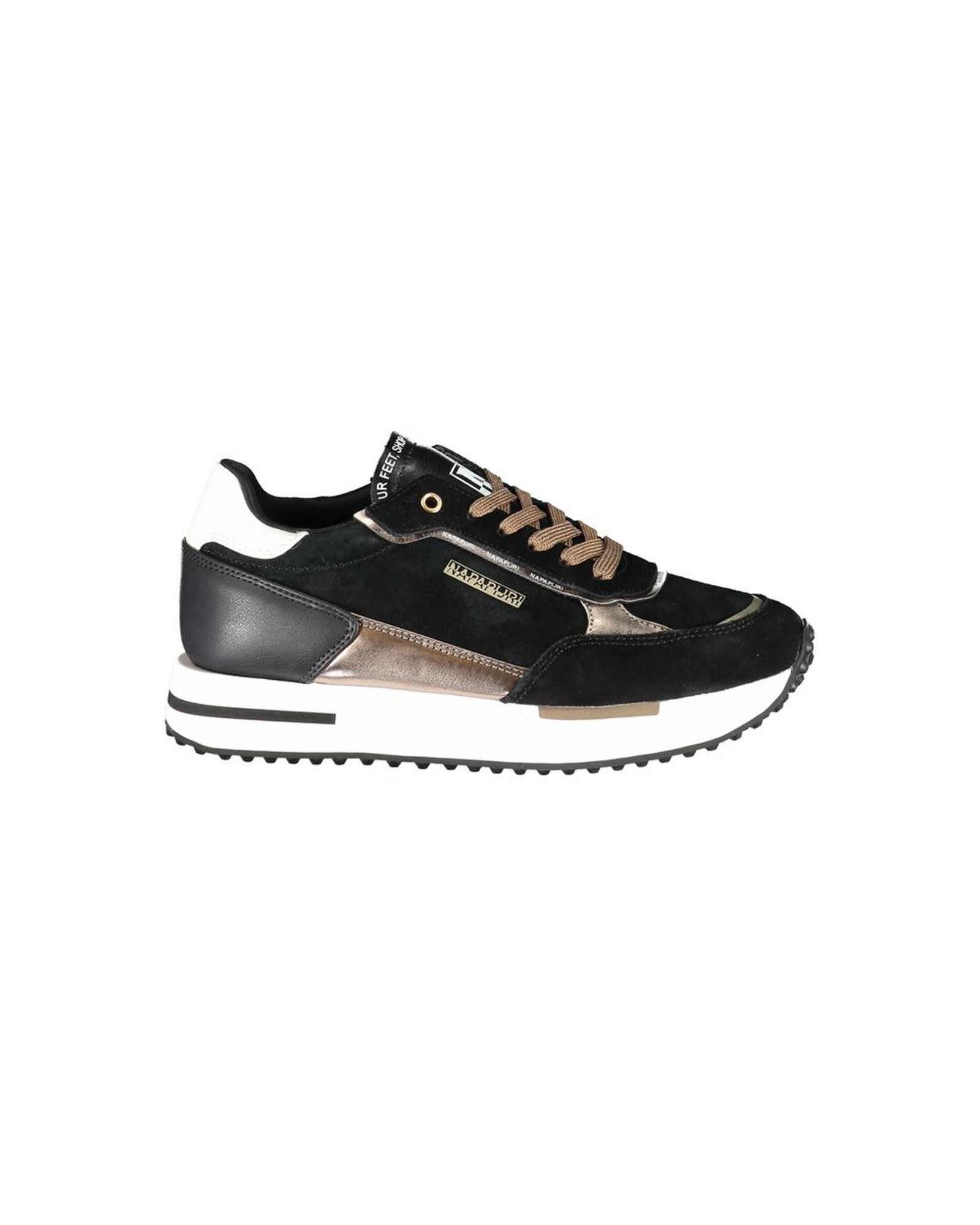 image of Napapijri Printed Logo Lace-Up Sports Sneaker in Black, Women's (Size 9)