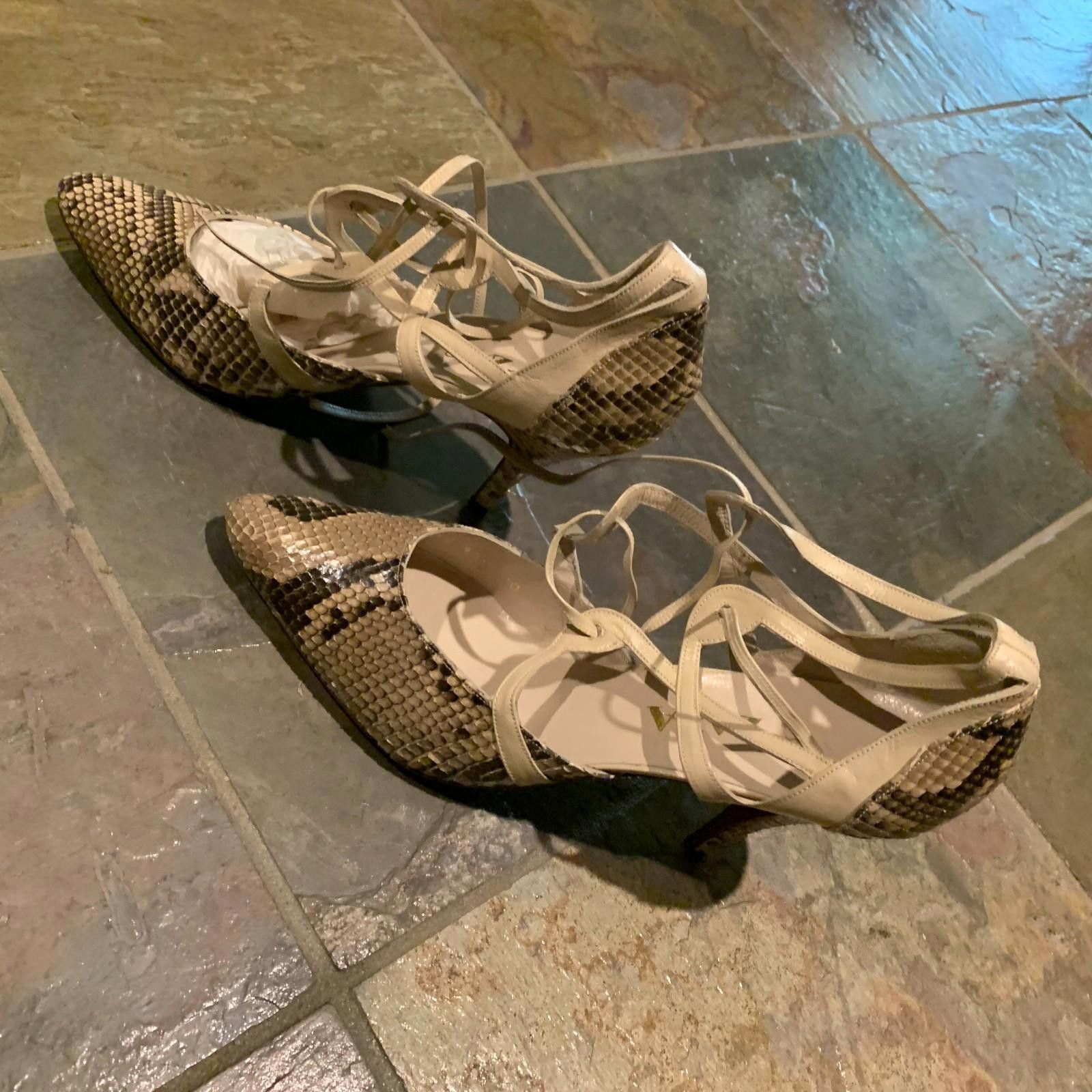 Zara Vintage Womens ZASA Snake Skin Closed Toe Heels Sz 10 (G100) Size US 10 / IT 40 - 3 Thumbnail