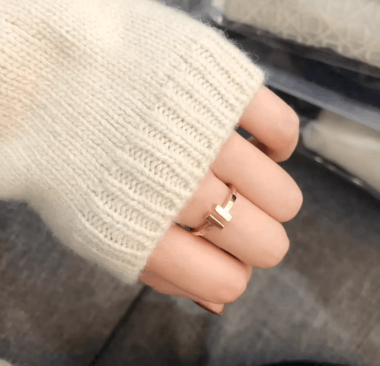 Tiffany & Co. Tiffany Double T 18K Gold Ring Size 55 M934 Size ONE SIZE - 2 Thumbnail