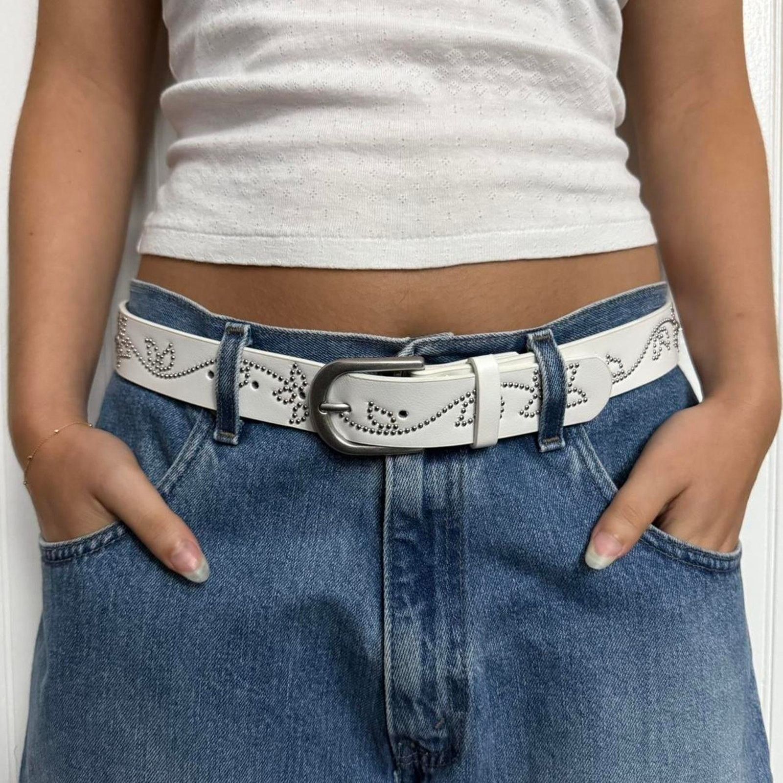 Other White floral studded silver western WMNS2 Size ONE SIZE - 1 Thumbnail
