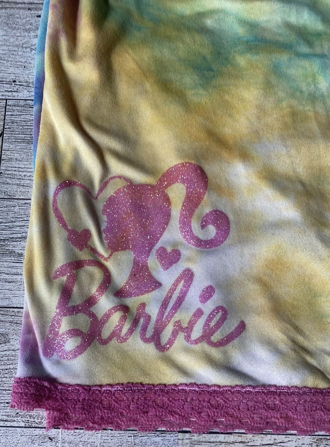 Vintage Retro, Pastel Tie Dye, Sparkle Barbie, Lounge/Sleep Shorts Size 28" / US 6 / IT 42 - 9 Thumbnail