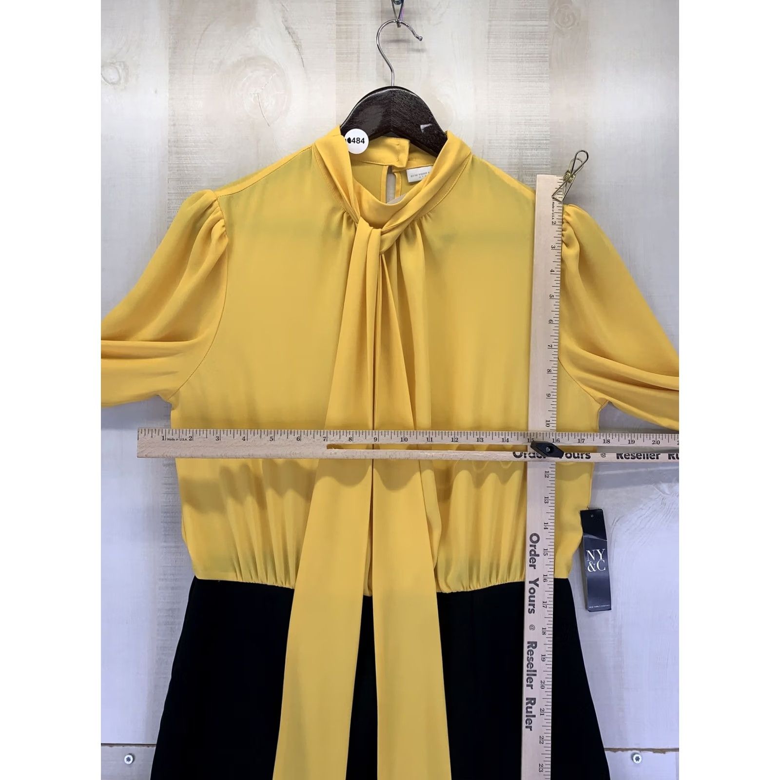 Vintage VINTAGE New York & Company Stretch Yellow Black Chiffon Sheath Dress Womens 10-NWT-10484 Size L / US 10 / IT 46 - 5 Thumbnail