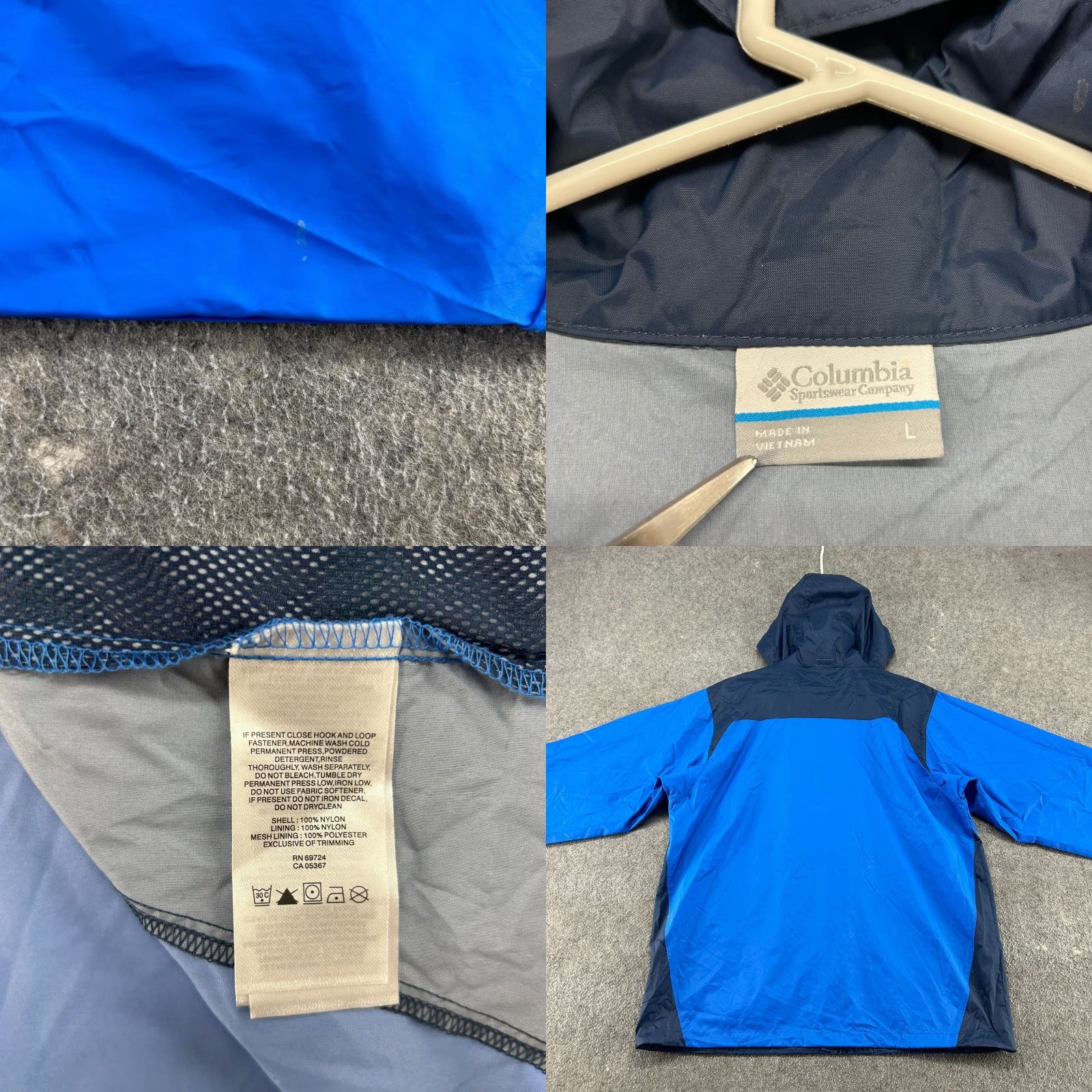 Logo 7 Columbia Windbreaker Jacket Mens L Hooded Blue Logo Nylon Full Zip Rain Coat Size US L / EU 52-54 / 3 - 8 Thumbnail
