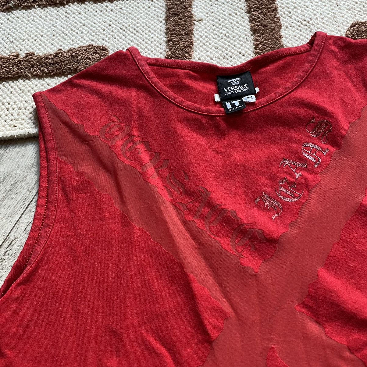 Versace Jeans Couture VERSACE Y2K X MESH RED TANK TOP Size M / US 6-8 / IT 42-44 - 3 Thumbnail