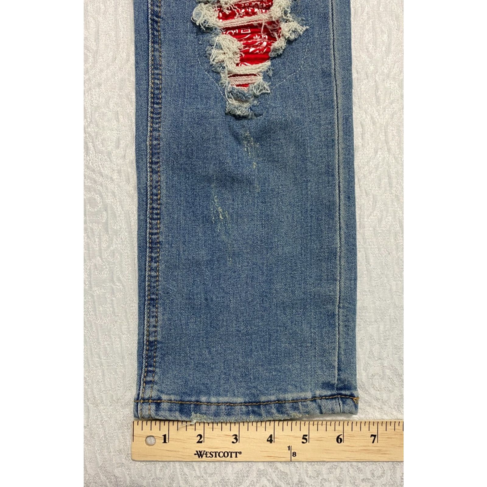 Vintage Y&R Young Reckless Jeans Mens 30 Blue Ripped Distressed Patch Skinny Size US 30 / EU 46 - 6 Thumbnail