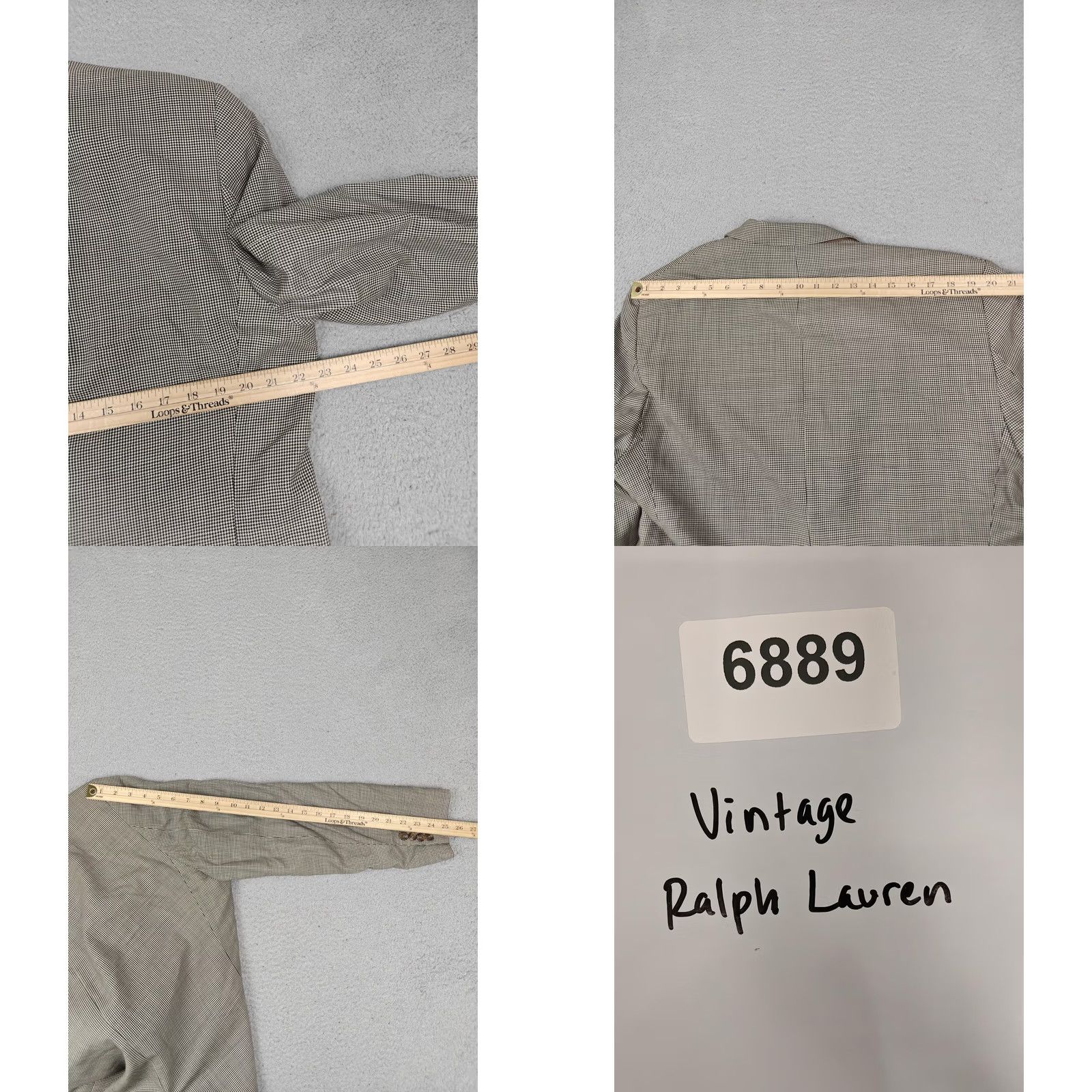 Ralph Lauren VINTAGE Lauren Ralph Lauren Blazer Mens 42L Beige Check Wool Sport Coat Jacket Size 42R - 9 Thumbnail