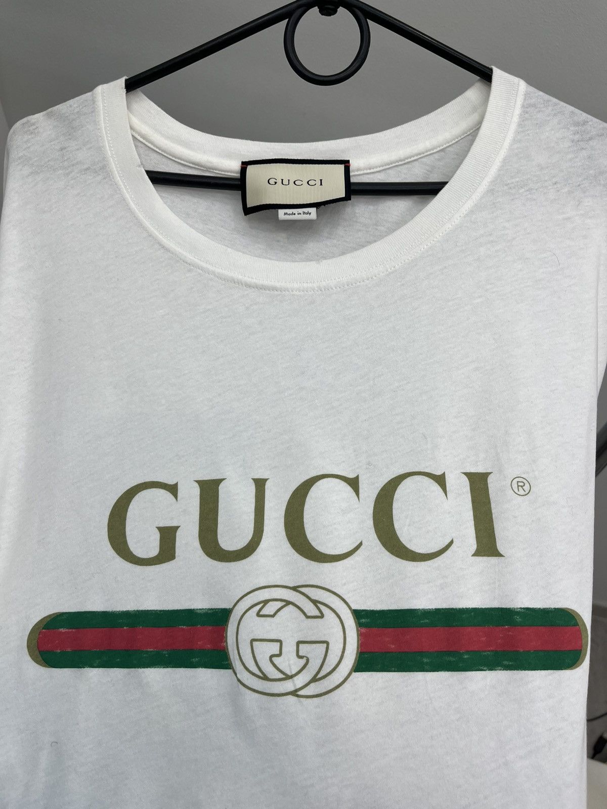 Gucci Gucci Belt Logo Distressed Cotton Light Tee T-shirt Size US L / EU 52-54 / 3 - 3 Thumbnail