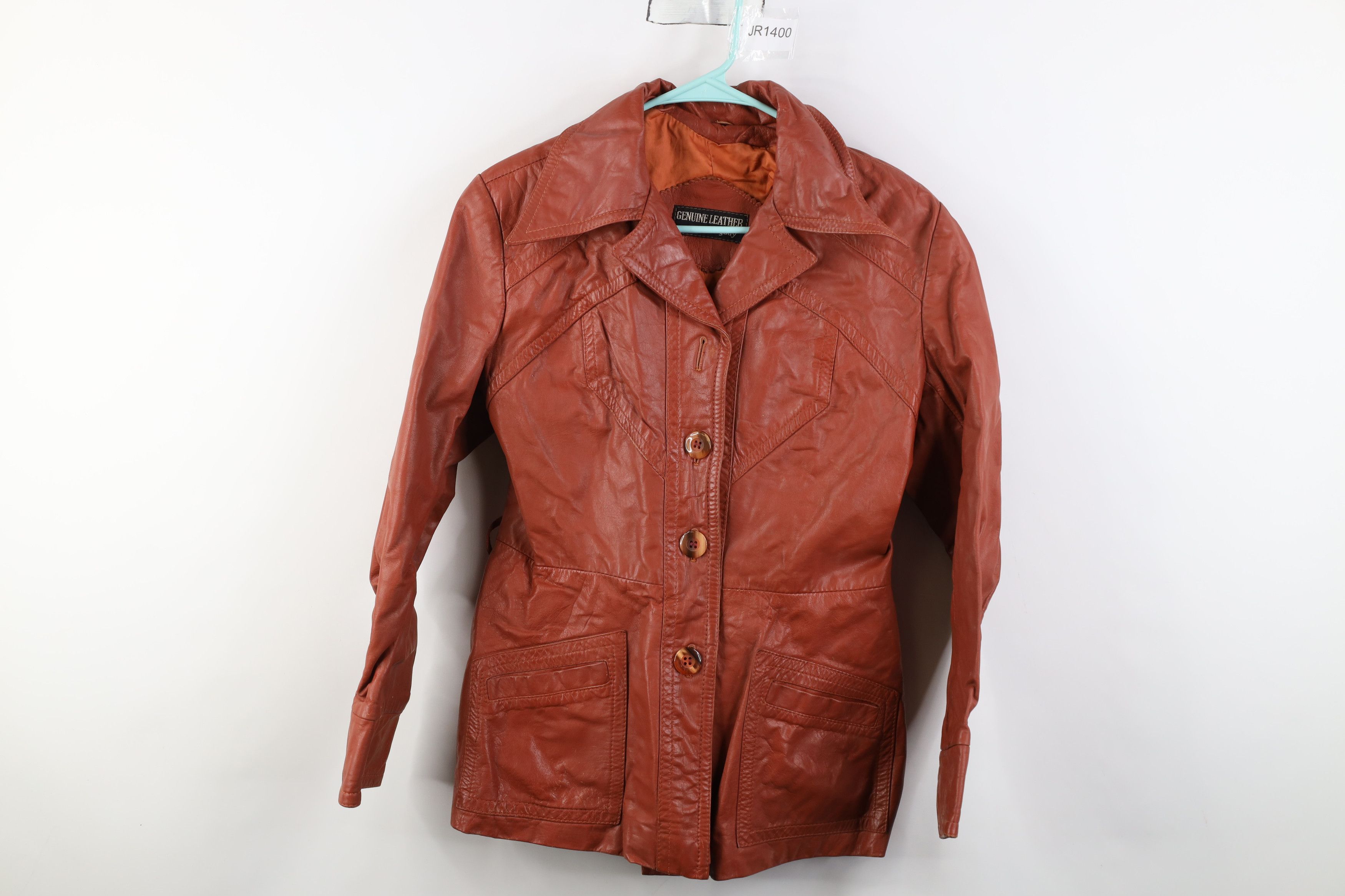 Vintage Vintage 70s Streetwear Western Collared Leather Jacket Coat Size XXL / US 16-18 / IT 52-54 - 1 Thumbnail