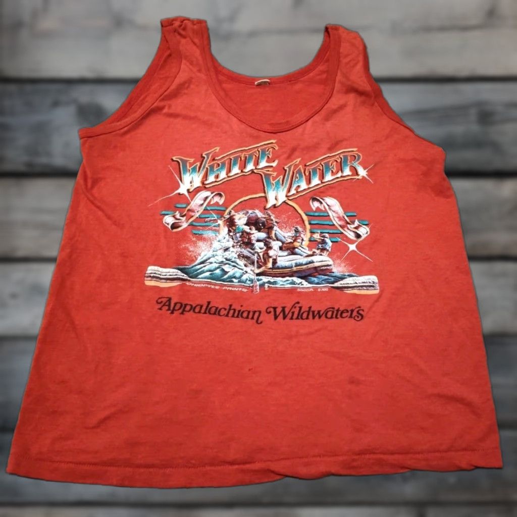 Vintage Vtg Screen Stars Brand Appalachian White Water Wildwaters Tank Top M/L USA Made Size US M / EU 48-50 / 2 - 1 Thumbnail