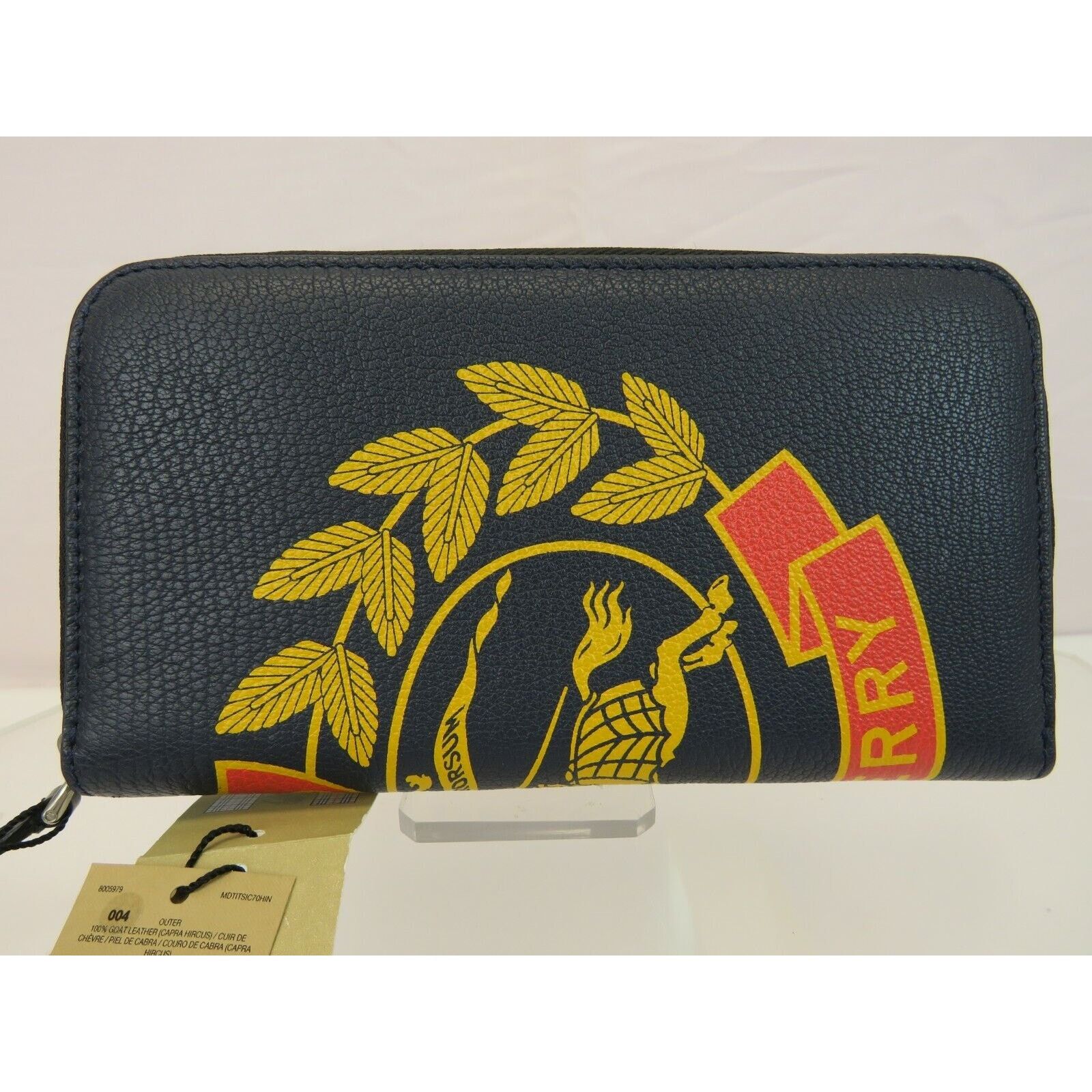 Burberry BURBERRY STORM BLUE LEATHER CREST LOGO CONTINENTAL WALLET Size ONE SIZE - 1 Thumbnail