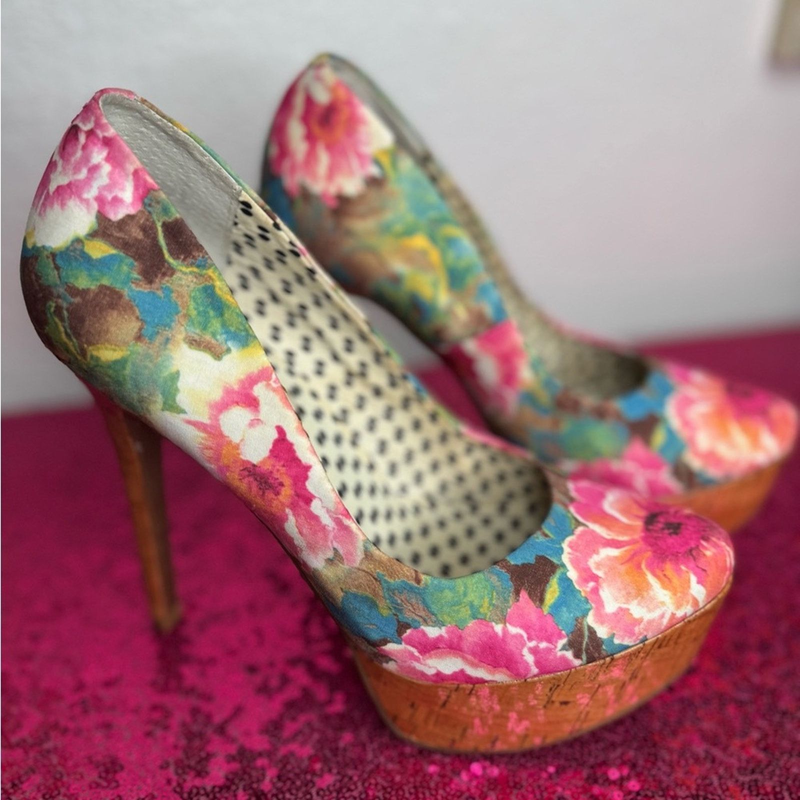 Jessica Simpson JESSICA SIMPSON Bright Floral Platform Heels (Size 6.5) Size US 6.5 / IT 36.5 - 9 Thumbnail