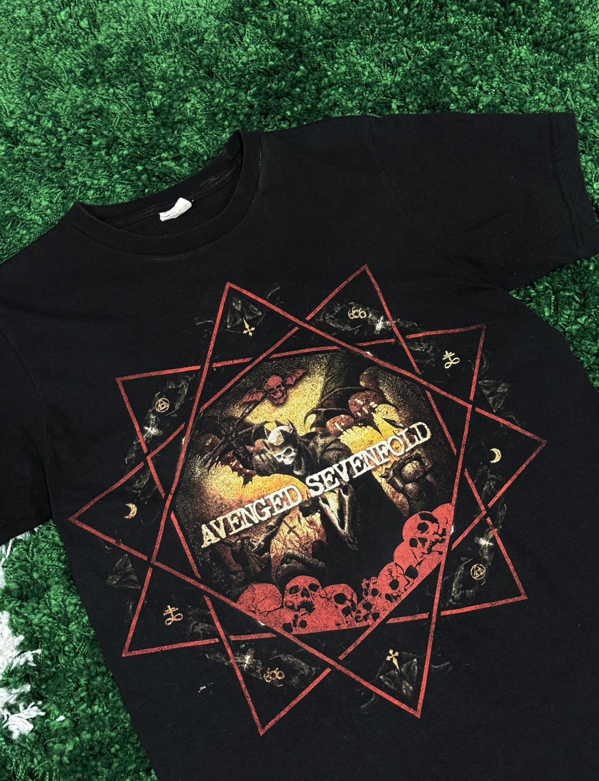 Vintage Avenged Sevenfold Skull Cross Pentagram Goth Tee Black Size US M / EU 48-50 / 2 - 2 Thumbnail