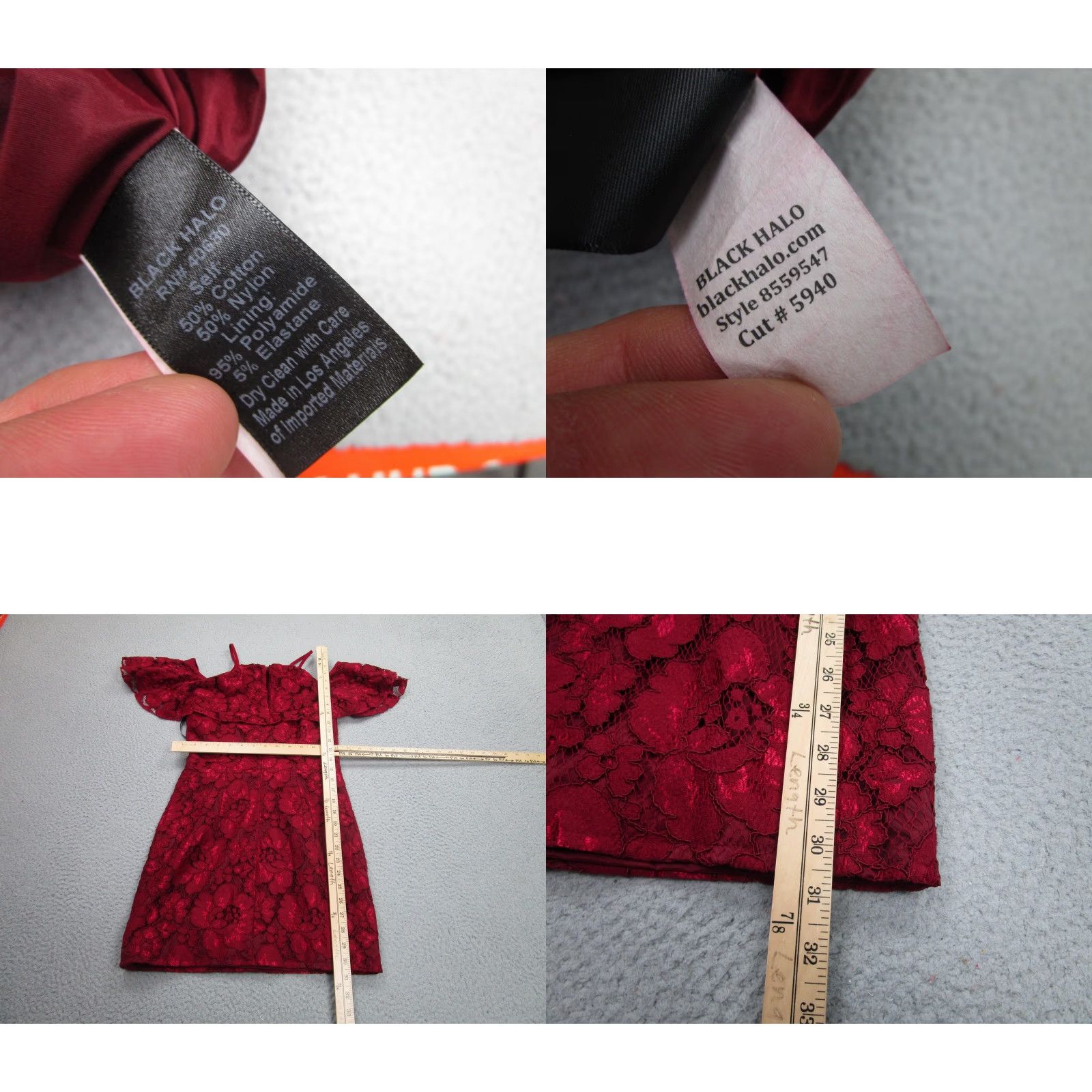 Black Halo Black Halo Dress Womens 4 Red Floral Lace Cold Shoulder Ruffle Sheath Cocktail Size S / US 4 / IT 40 - 8 Thumbnail