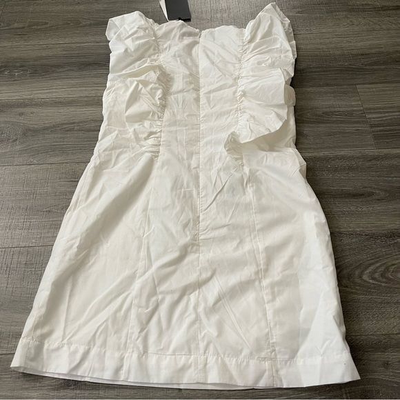 Other En Saison Lifted Mini Dress White Cotton Ruffle Sleeve Shift Size M / US 6-8 / IT 42-44 - 5 Thumbnail