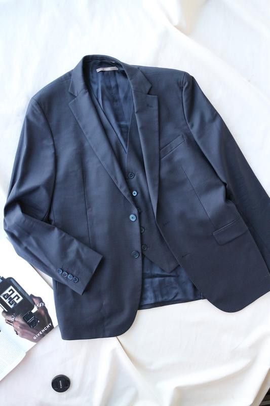Paoloni Paoloni Navy 2-Piece Set - Blazer & Waistcoat Size 52 Size 52R - 2 Thumbnail