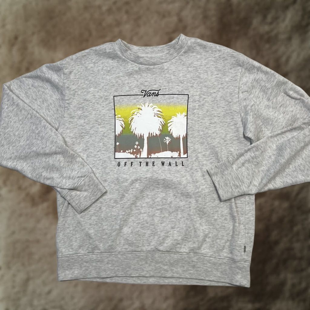 Vans VANS Sweatshirt Mens Medium Gray Off The Wall Palm Trees Crewneck Pullover Skate Size US M / EU 48-50 / 2 - 1 Thumbnail