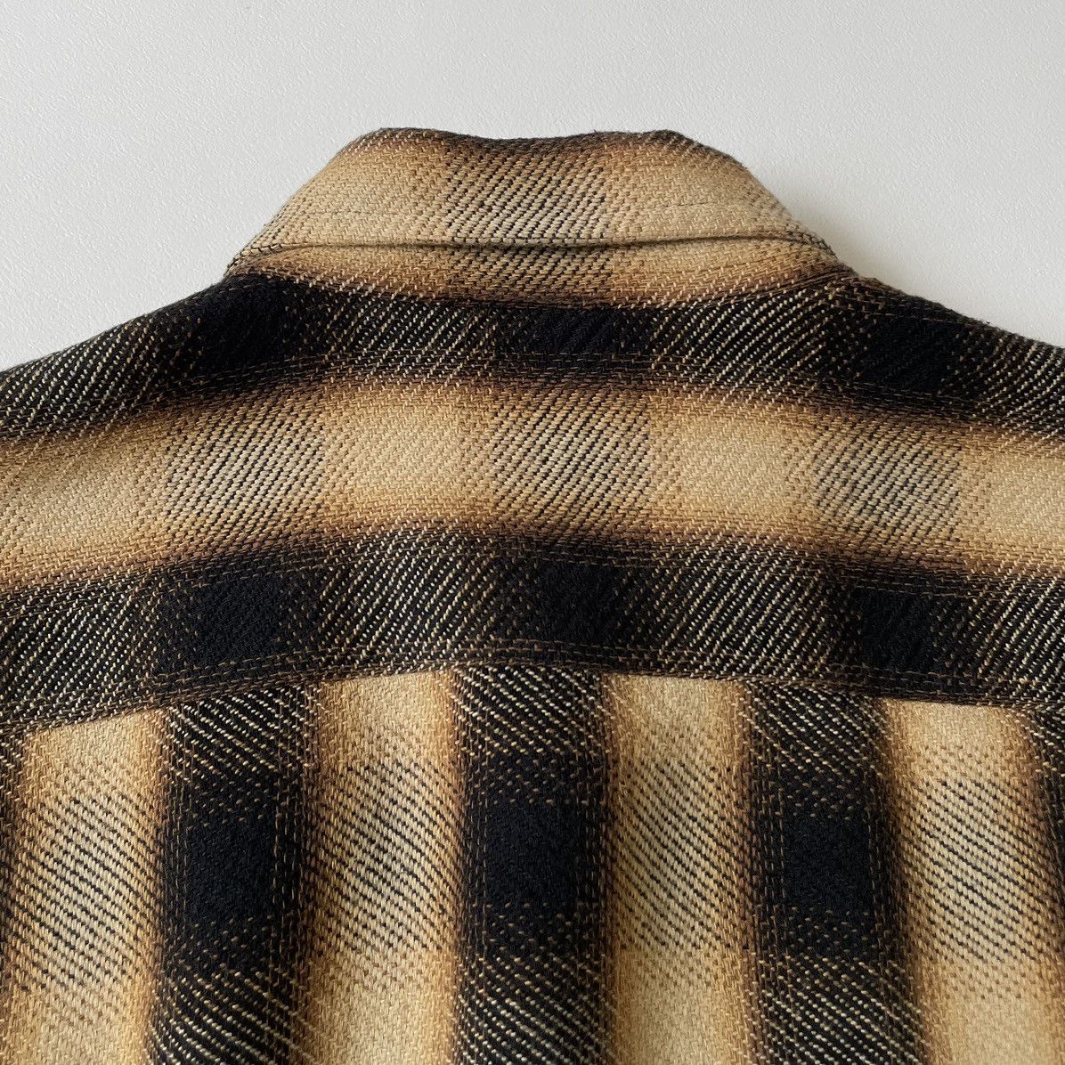 Dries Van Noten Brown Ombre Check Flannel Utility Shirt Size US XL / EU 56 / 4 - 12 Thumbnail
