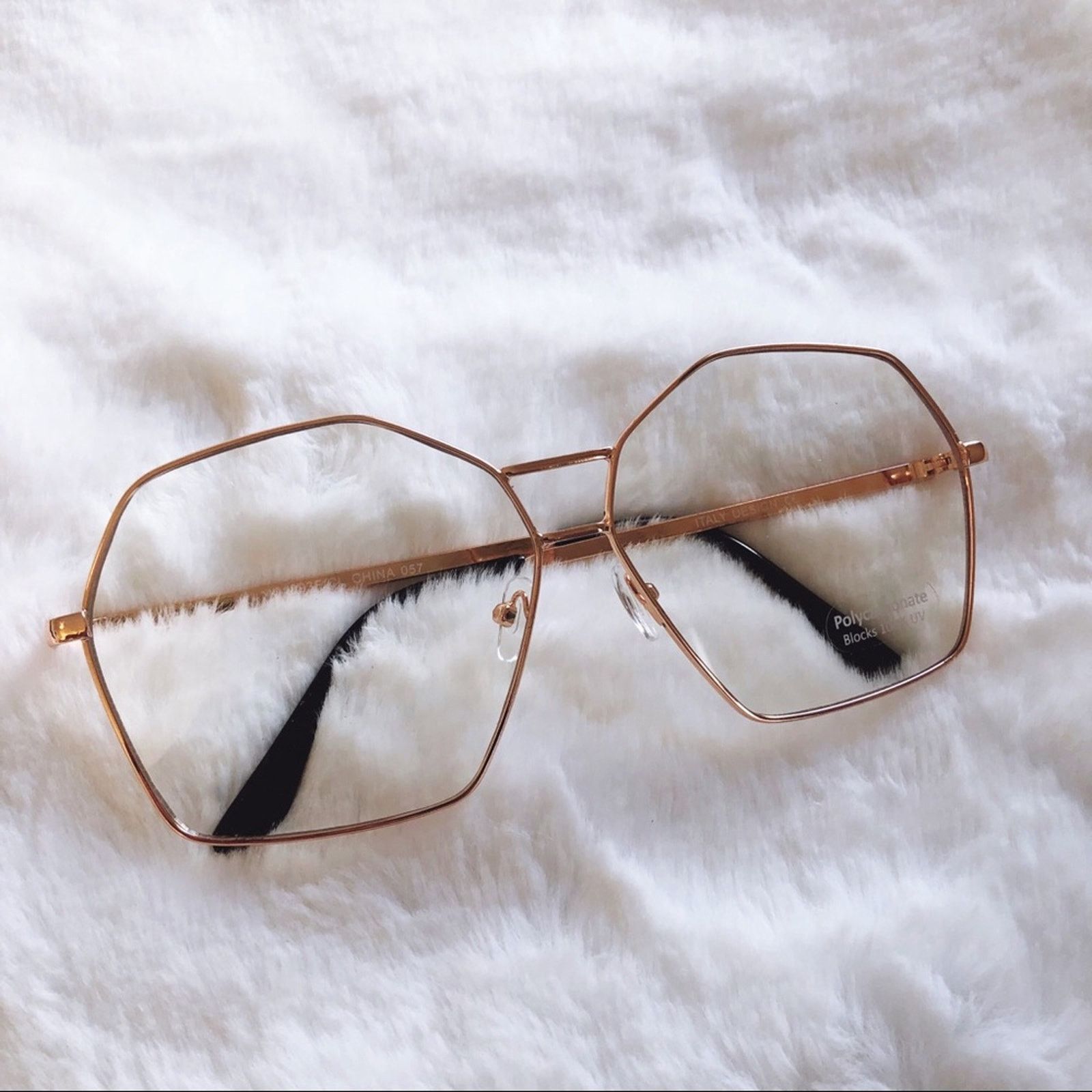 Other Peyton Rose Gold Hexagon Clear Sunglasses Size ONE SIZE - 3 Thumbnail