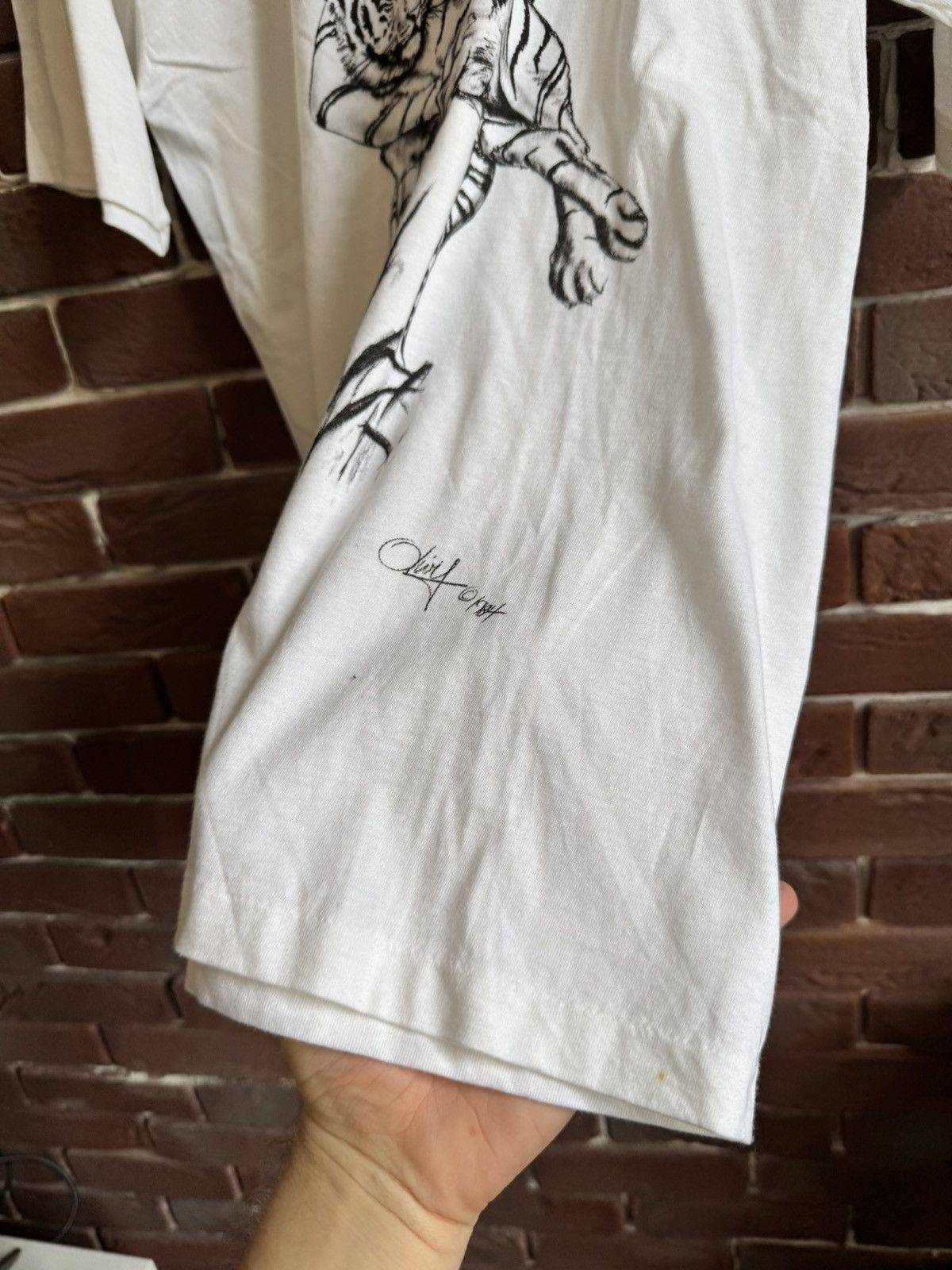 Band Tees Rare Vintage Olivia Berardinis Zebra Pin Up Sexy Art Tee 90s Size US XL / EU 56 / 4 - 8 Thumbnail