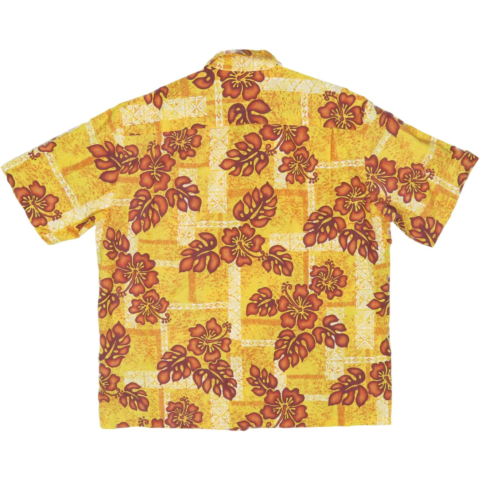 Vintage Vintage Yellow Hibiscus Flower Tribal Aloha Hawaiian Shirt Size US M / EU 48-50 / 2 - 2 Thumbnail