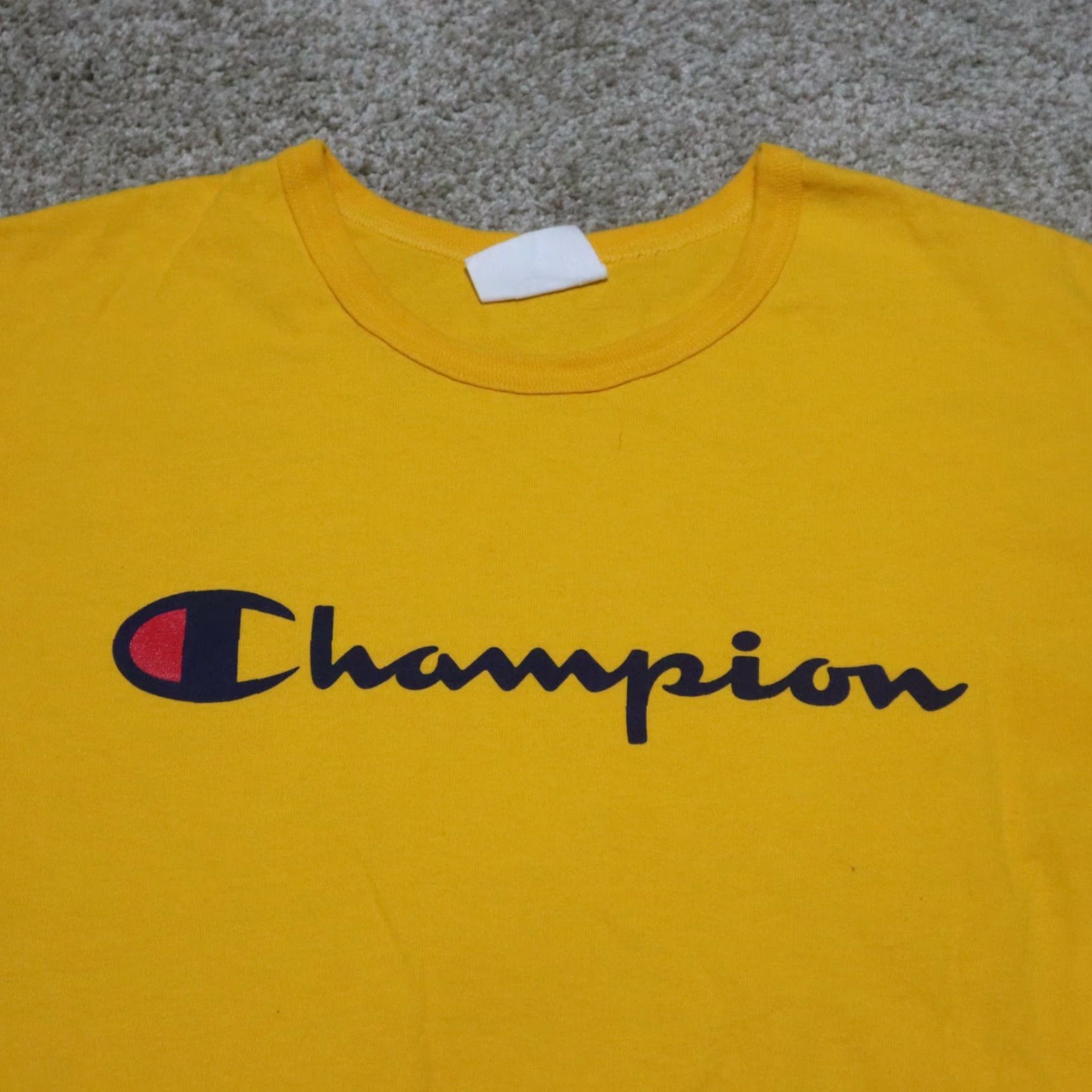 Champion Champion T-Shirt Yellow Logo Classic Graphic Mens XL Shirt Size US XL / EU 56 / 4 - 2 Thumbnail