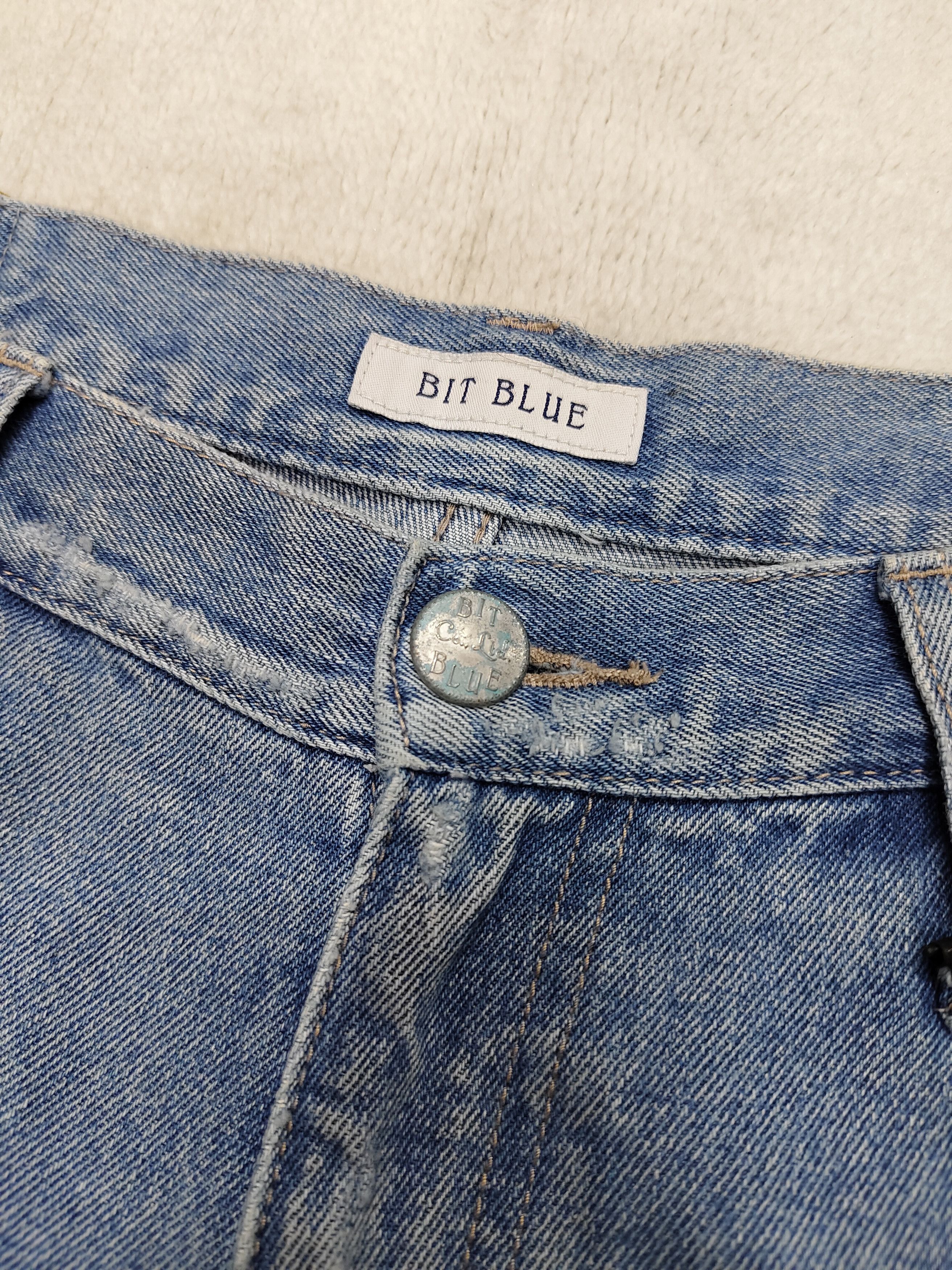 Japanese Brand SICK🇯🇵 Bit Blue 🇯🇵 Distressed Stitch Jeans Size US 33 - 6 Thumbnail