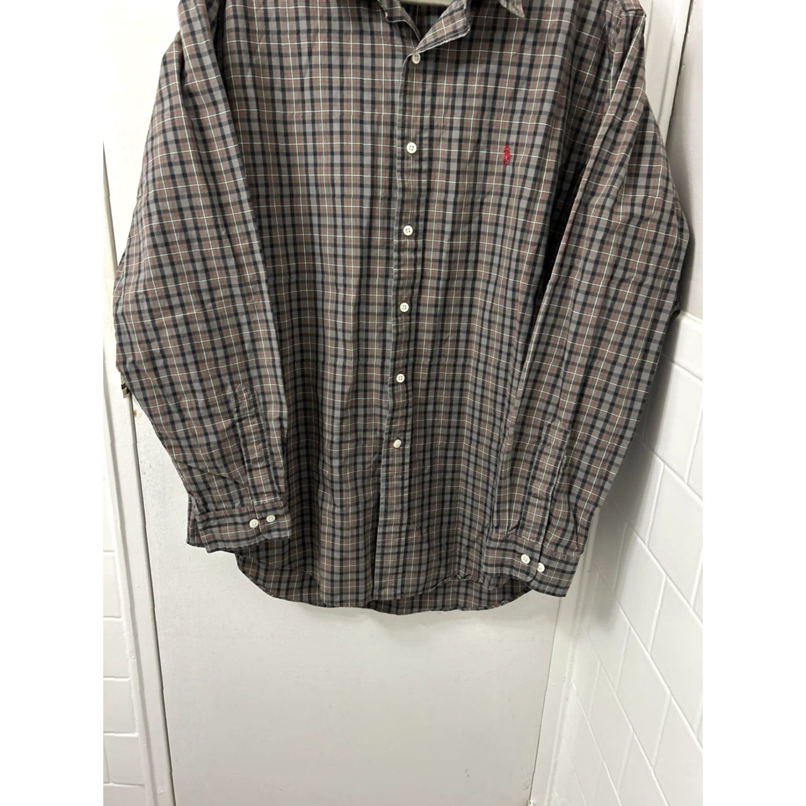 Ralph Lauren VTG Ralph Lauren Shirt Mens L Brown Gray Classic Fit Button Down Red Pony L/S Size US L / EU 52-54 / 3 - 3 Thumbnail